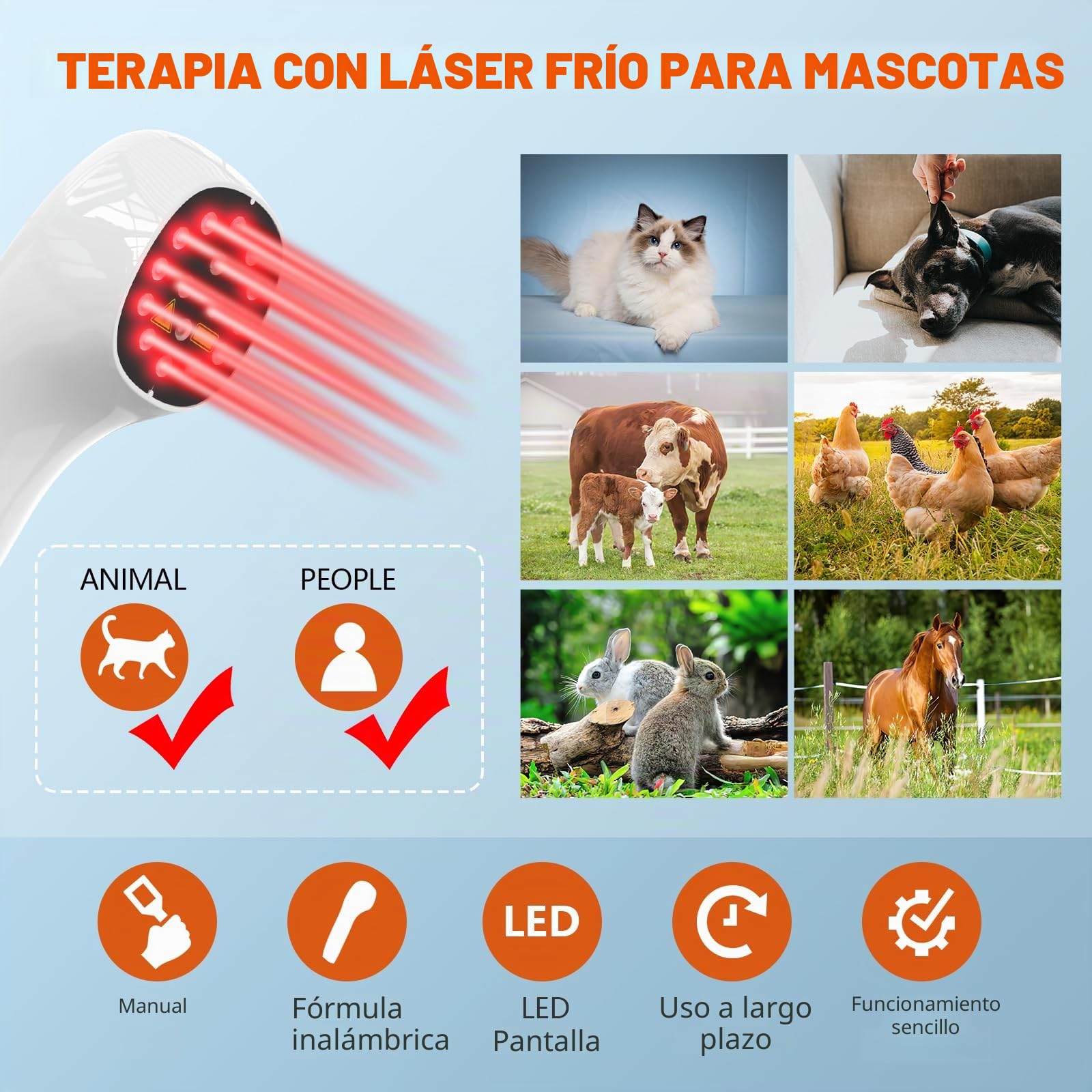 Dispositivo de terapia láser frío para personas, dispositivo de terapia de luz roja de mano con indicador LED, para usar en articulaciones, espalda, rodillas y músculos (4 x 808 nm, 12 x 650 nm)