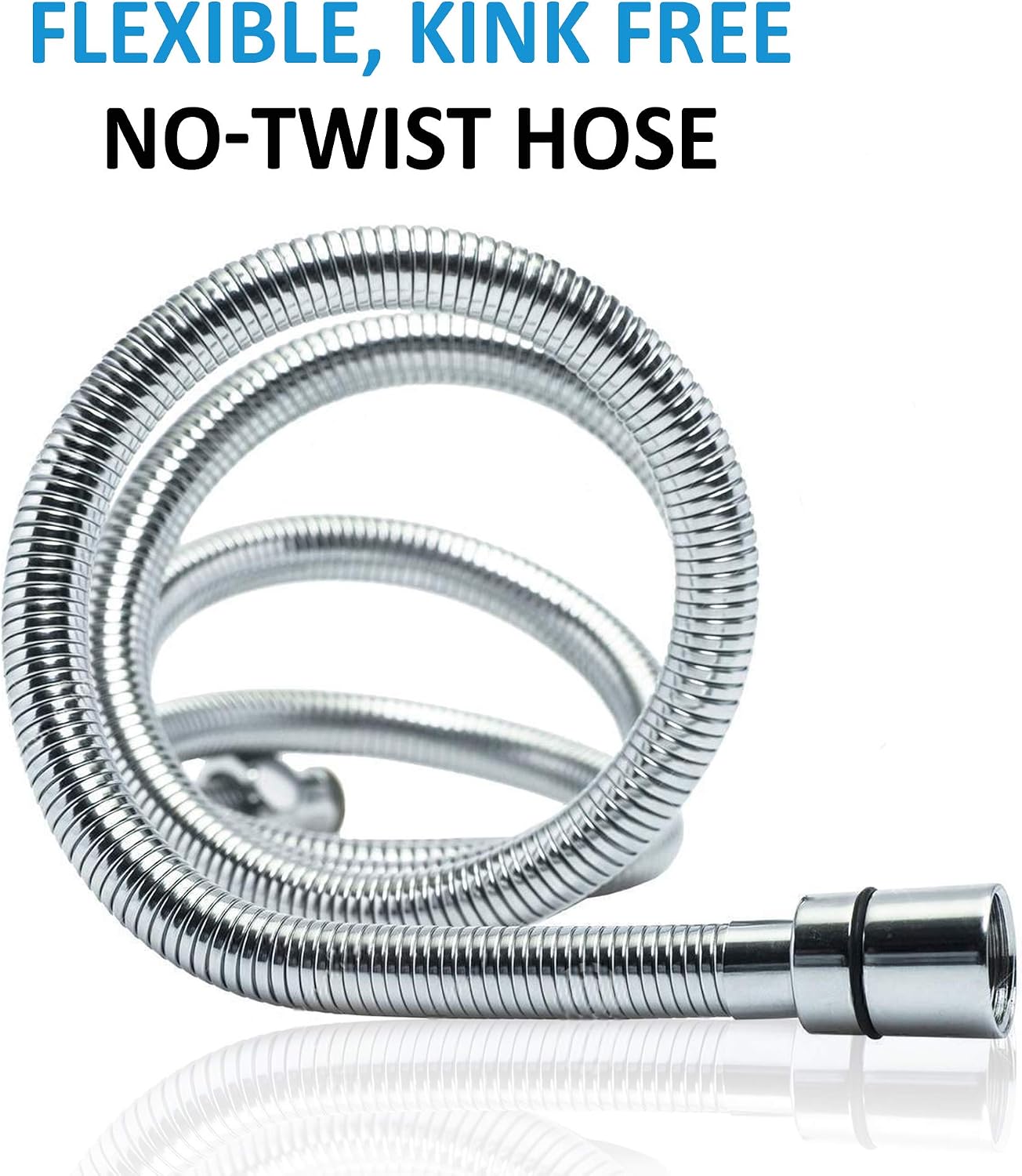 ShowerMaxx, Extra Long Double Interlock Stainless Steel 60 Inch Handheld Shower Head Hose Strechable to 80 Inch, Solid Brass Connector, Flexible, No Twist Hose, Leak Proof, Polished Chrome Finish