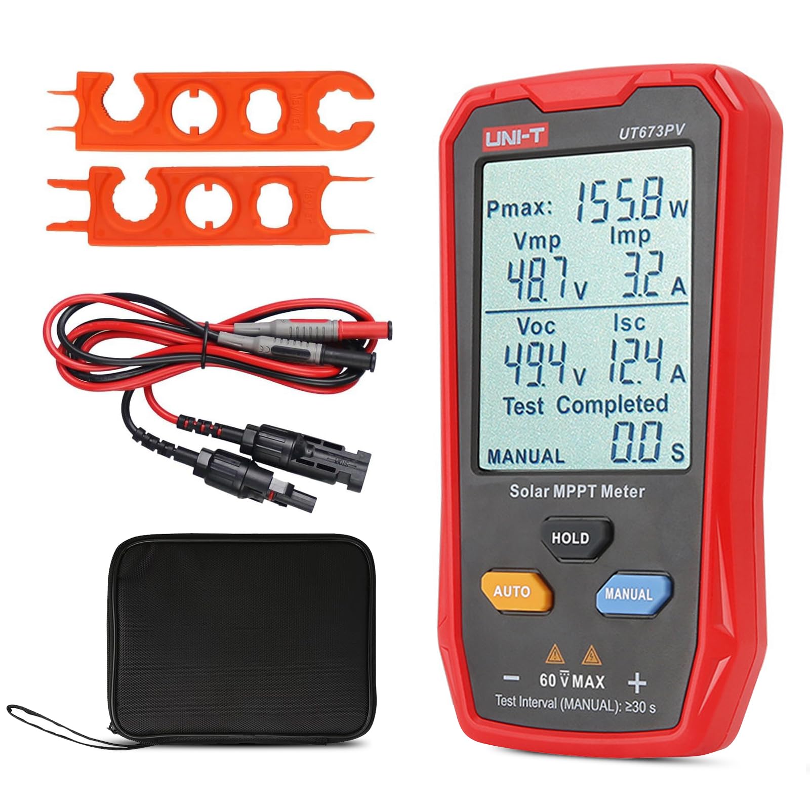 Solarpanel Tester, UT673PV 800W Photovoltaik Multimeter mit LCD-Display, Photovoltaik Solarpanel tester Leistungsmessgerät, Smart MPPT Leerlaufspannungs Fehlerbehebung, kein Strom erforderlich