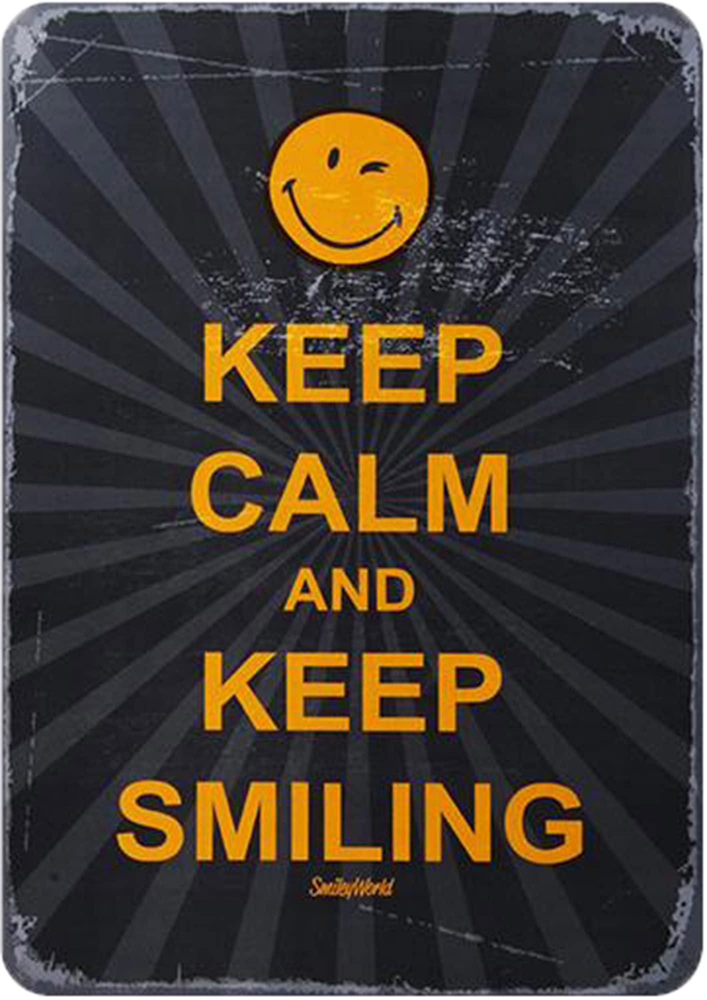 Vintage Keep Calm Keep Smiling Metal Tin Signs Retro Signs for Office Garden Home Bar Pub Coffee Indoors Outdoors 8x12 Inch