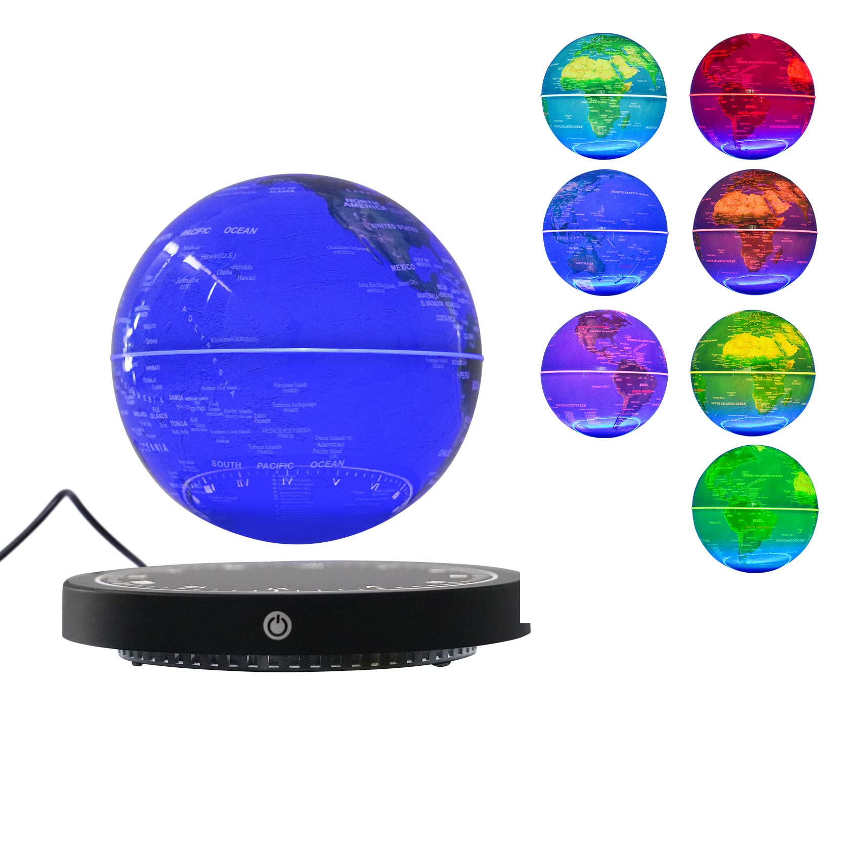 Magnetic Floating Globe Levitating Globes With Led Color Changing Light, Floating Earth Globe Spinning Globe Levitating Lamp For Desk Office Home Decor Men Father Boys Boss, Blue