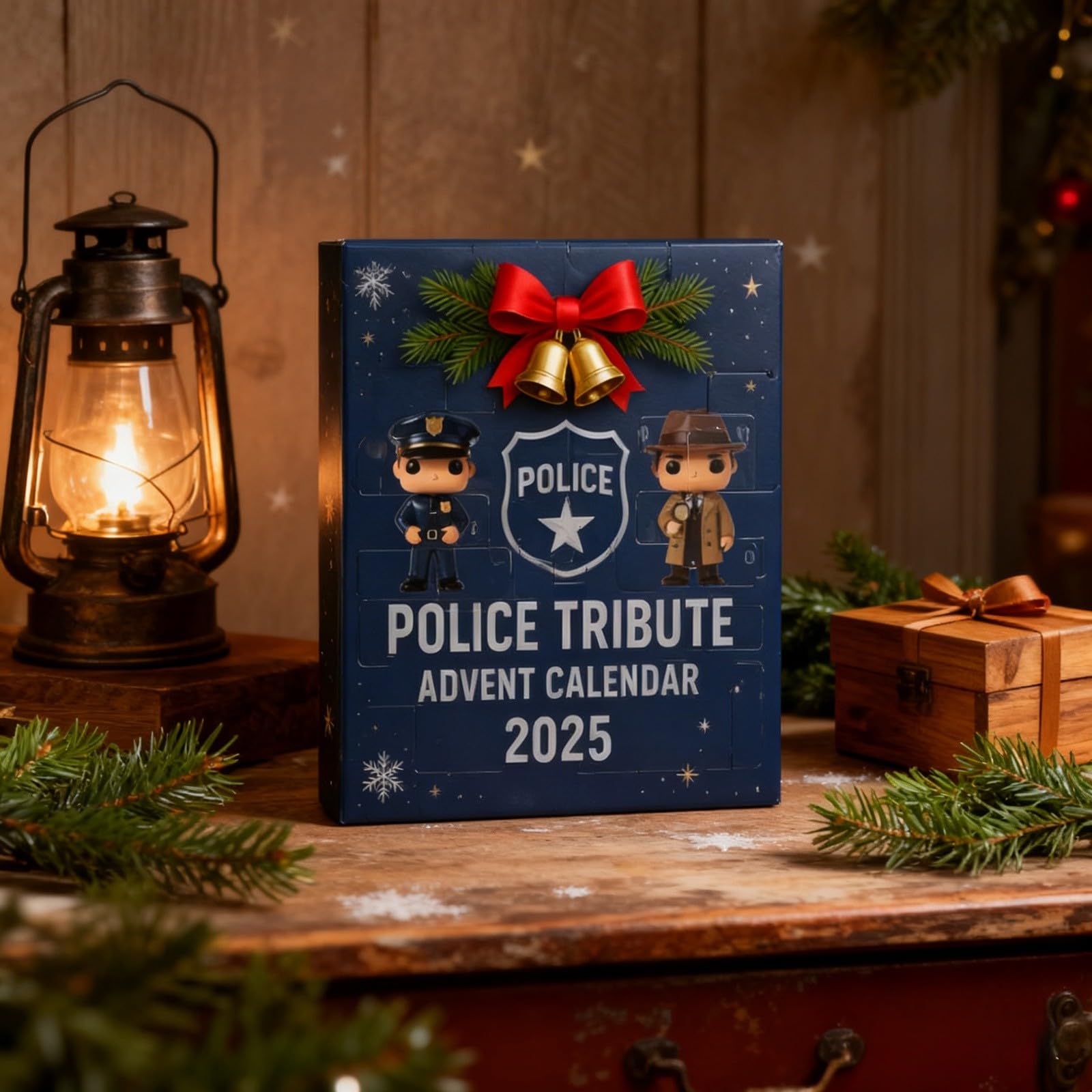 Calendario de Adviento de homenaje a la policía 2025, calendario de cuenta regresiva de Navidad de 24 días con 24 decoraciones temáticas de policía, acrílico 2D, regalo único para oficiales