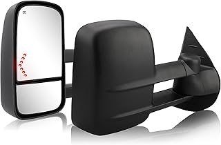 Towing Mirror for Silverado Sierra - Compatible with 2007-2014 Chevy Silverado GMC Sierra 1500 2500HD 3500HD with Power Glass LED Arrow Turn Signal Light Heated Extendable Side Mirror Pair Set