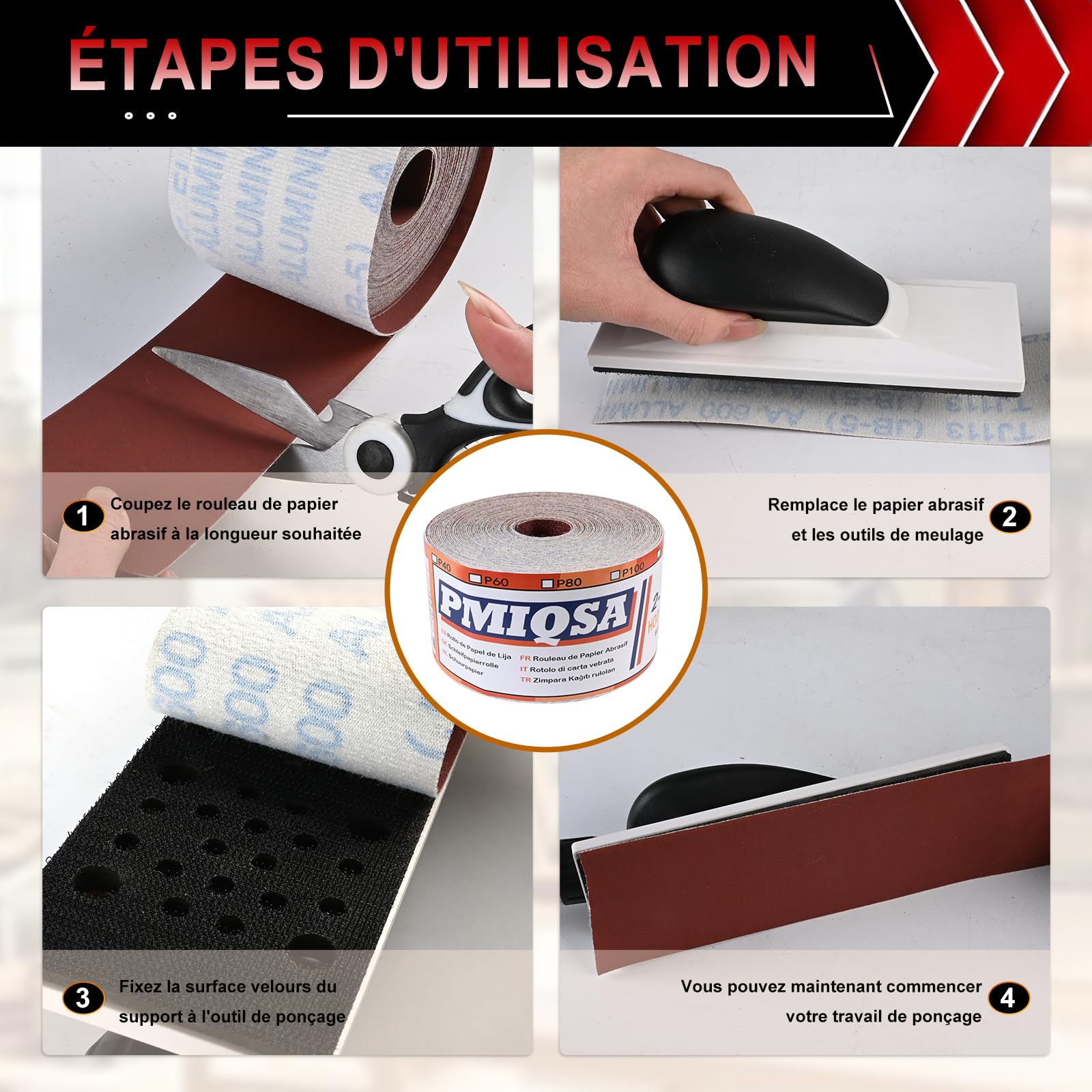 Rouleau De 12 M De Papier Abrasif Auto-Agrippant Grain 240 | Papier De Oxyde D’Aluminium pour Le Bois, Le MéTal, La Peinture, Le PlâTre pour Ponceuses Vibrantes et Manuelles