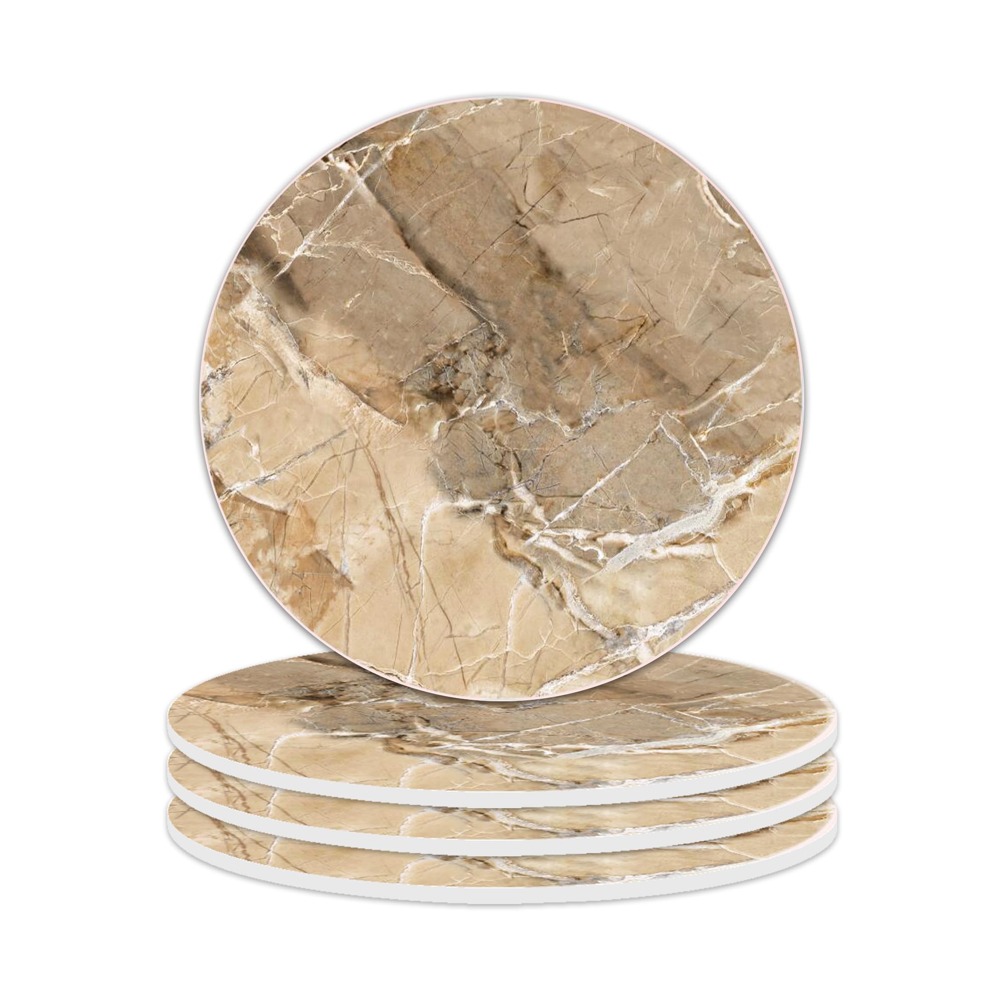 Pagnanno. Chopping Board-Catering Cutting Set-Kitchen Board-Glass Worktop Savers-Sink Chopping Board-Large-Worktop Protectors Heat Resistant-Marble Effect (Design 2, Round Coaster (10cm) - Pack of 4) โ image 1