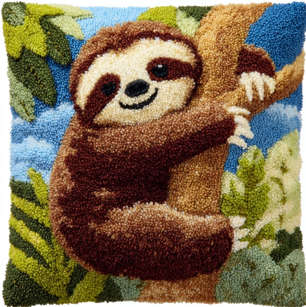 AxiangziK DIY Latch Hook Cushion Kit for Adults,Sloth