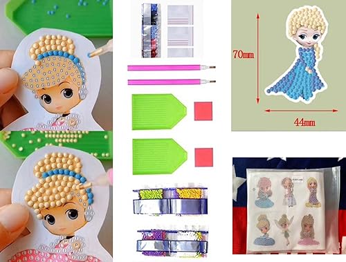 Miniatura 5 de FONYANE Gem Art - Kits de pintura de diamantes para niños, kits de arte de diamantes para niños, 24 calcomanías de princesa, artes y manualidades