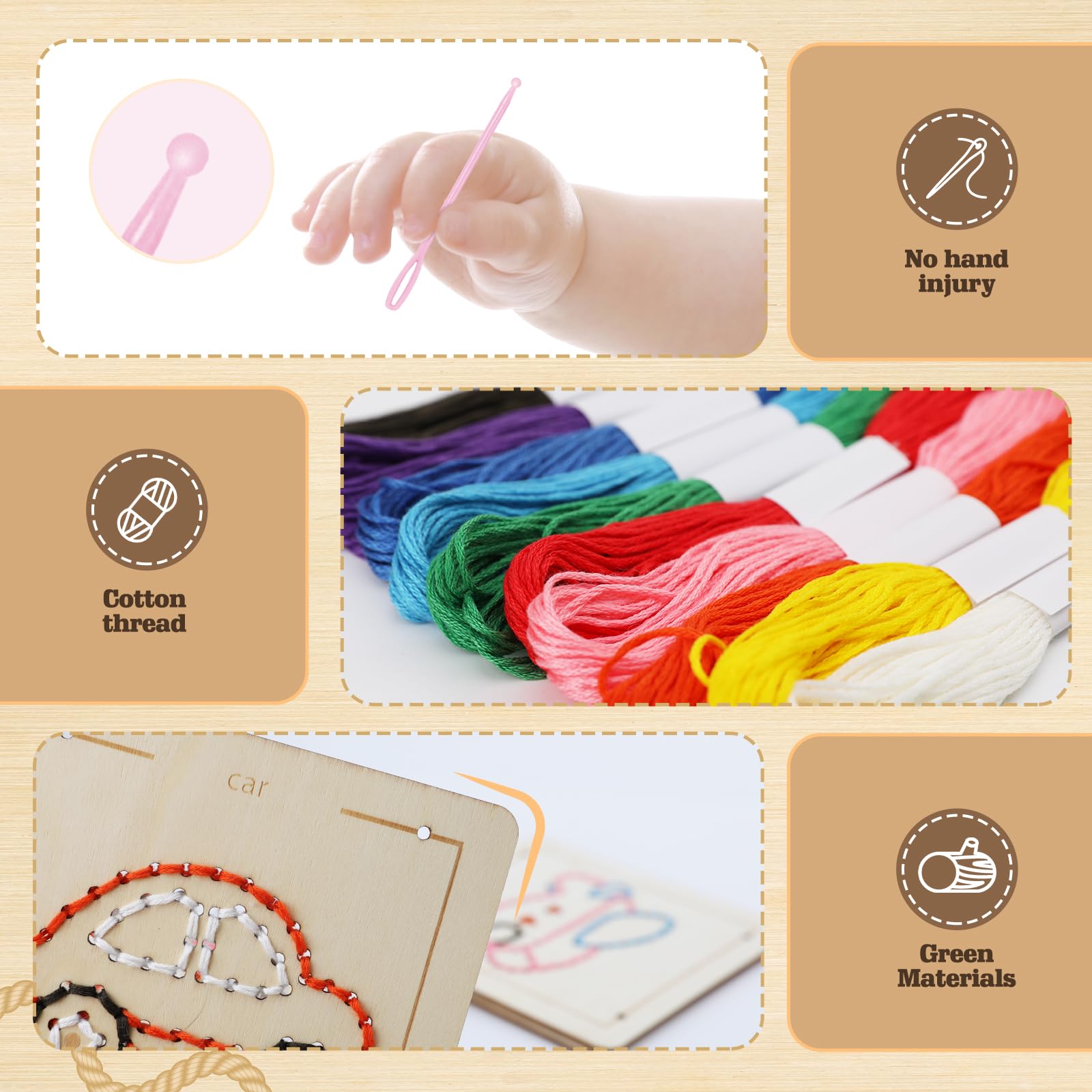 Snapklik.com : Montessori Wooden Lacing Toys For Toddlers And Kids Ages ...