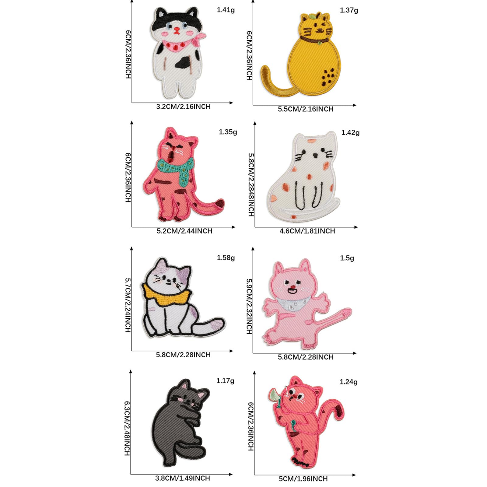 Parches de Tela con temática de Gatos, Bordados, Apliques, reparación, Costura, Suministros para Decorar, Accesorios de Prendas Bordados