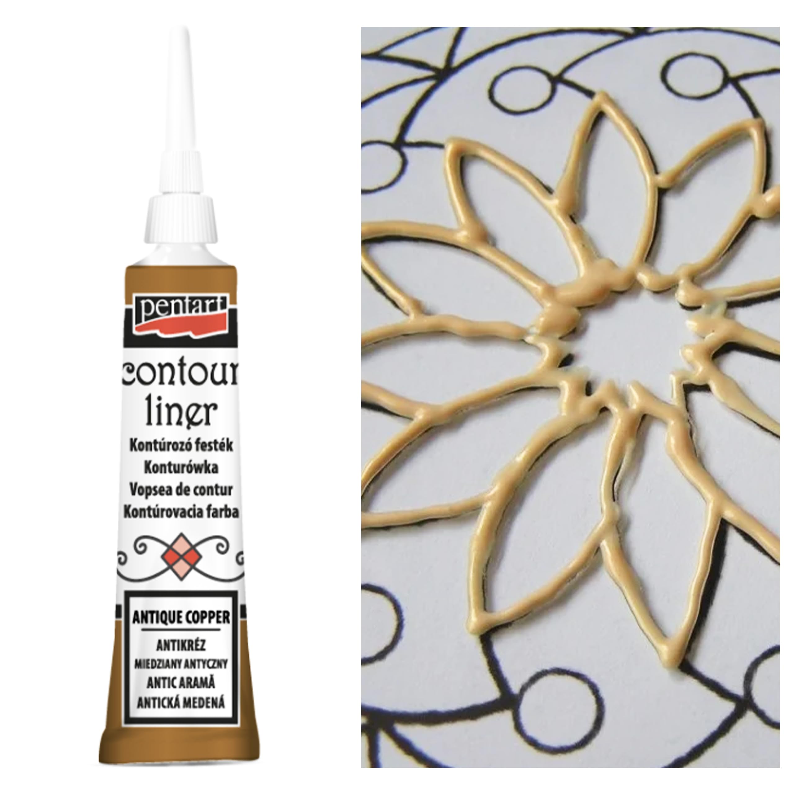 Pentart Universal Contour Liner 20 ml - Antique Copper