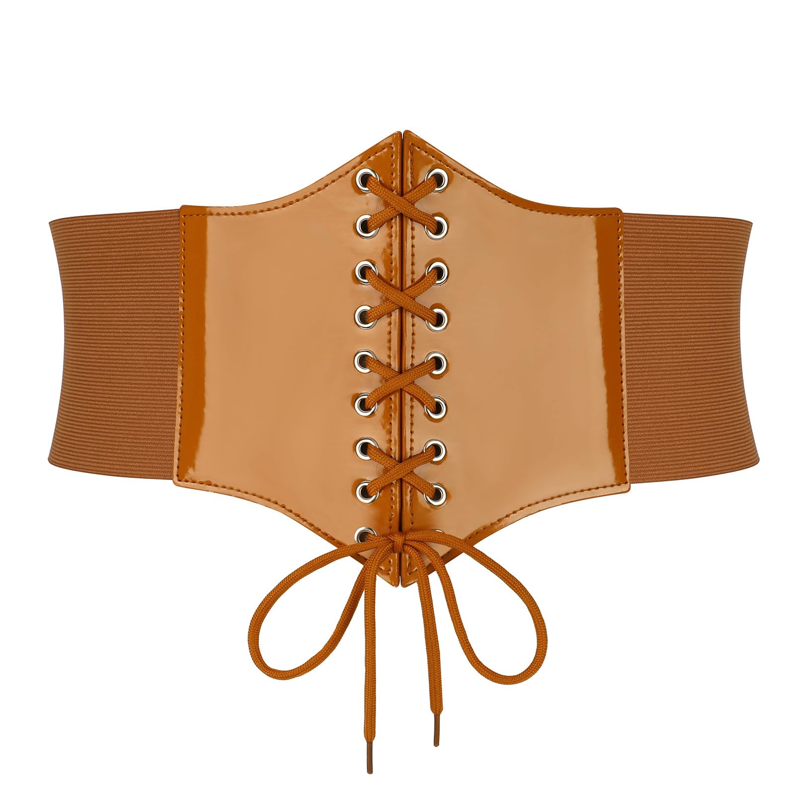 WERFORU Women Corset Elastic Belt Wide Vintage Lace-up Tied Costume Waspie Waist Belt for Halloween