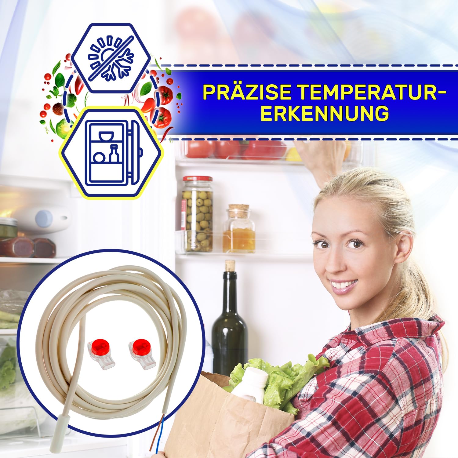 NTC Temperatursensor für Kühlschrank Hat den Originalcode 959008800 9590142 959014200 9590206 959020600 694239700 9590088 für Liebherr für Miele - Garantie 10 Jahre - MONTERAL