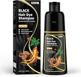 IIIMEIDU Shampoo de tintura de 3 em 1 shampoo instantâneo para tintura de ingredientes herbais para mulheres e para mim capa de xampu tintura 3 em 1-100% de cobertura cinza 150ml (Preto)