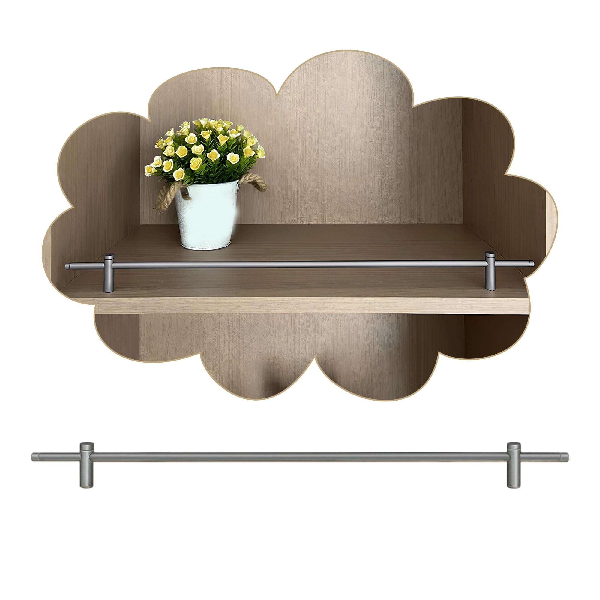 NIUSABOU Aluminum Shelf Guard, Aluminum Alloy Shelf Guard Rail for Wood Shelves Multicolor Multiple Sizes(Grey,22in/56cm)