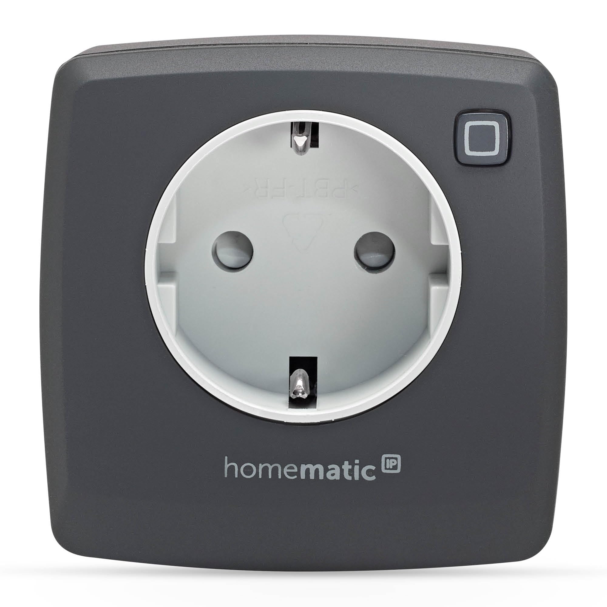 Homematic IP Smart Home gniazdko pomiarowe – antracytowe, gniazdko mierzy prąd, cyfrowa wtyczka pośrednia sterowanie za pomocą aplikacji, Alexa i Google Assistant, oszczędność energii, 161599A0
