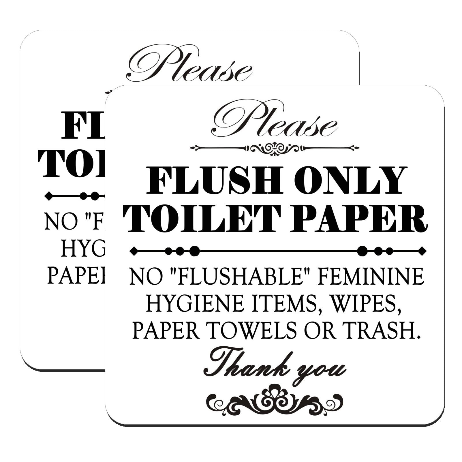 2 Pack Please Flush Only Toilet Paper Signs, 15x15cm Acrylic Self-Adhesive Sign