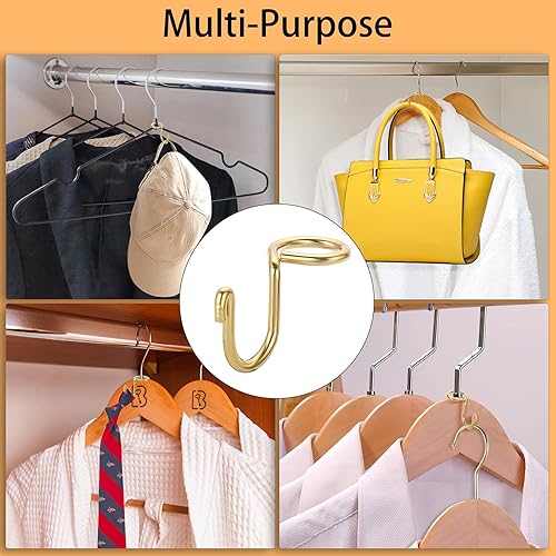 Miniatura 6 de Sumnacon Ganchos para colgar ropa, 30 unidades, ganchos de metal dorado, ganchos extensores para colgar en cascada, ganchos extensores para perchas