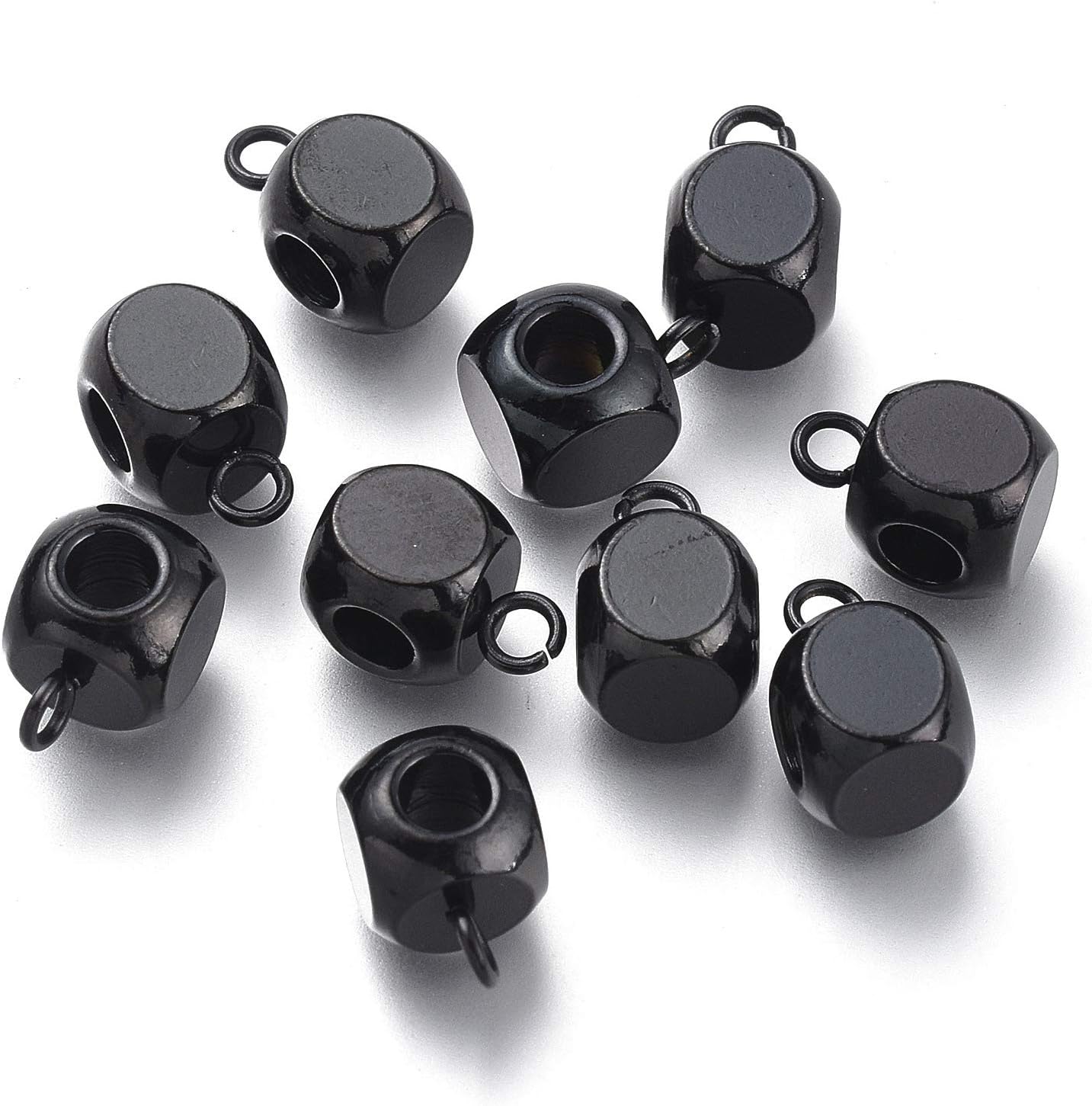 Craftdady 200Pcs Stainless Steel Carrier Bail Beads Metal Rondelle Rondelle Drum Hanger Links Pendant Connector Bails 8.5x7mm for Bracelet Necklace DIY Jewelry Making