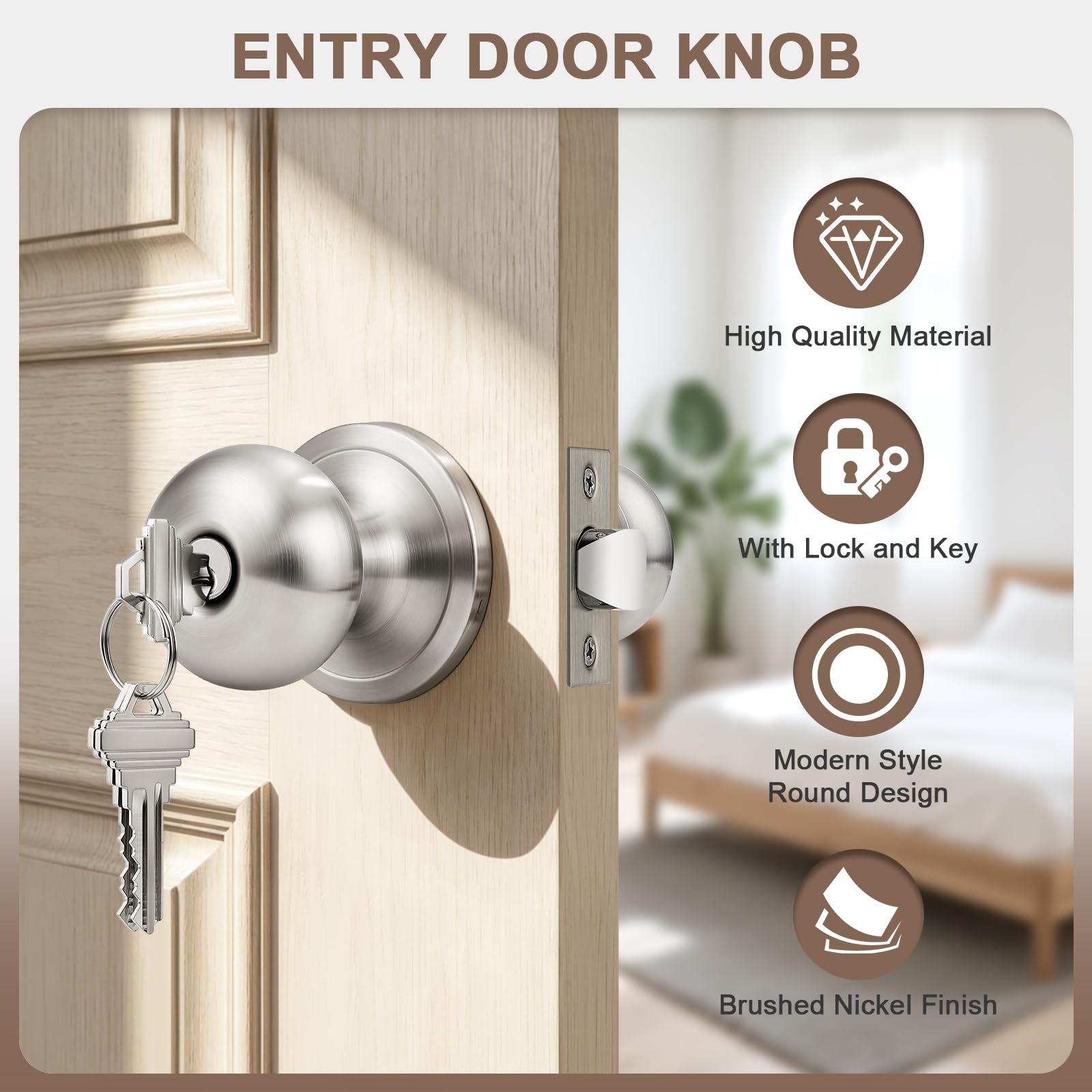 Keyed Entry Door Knob - Secure & Stylish -2