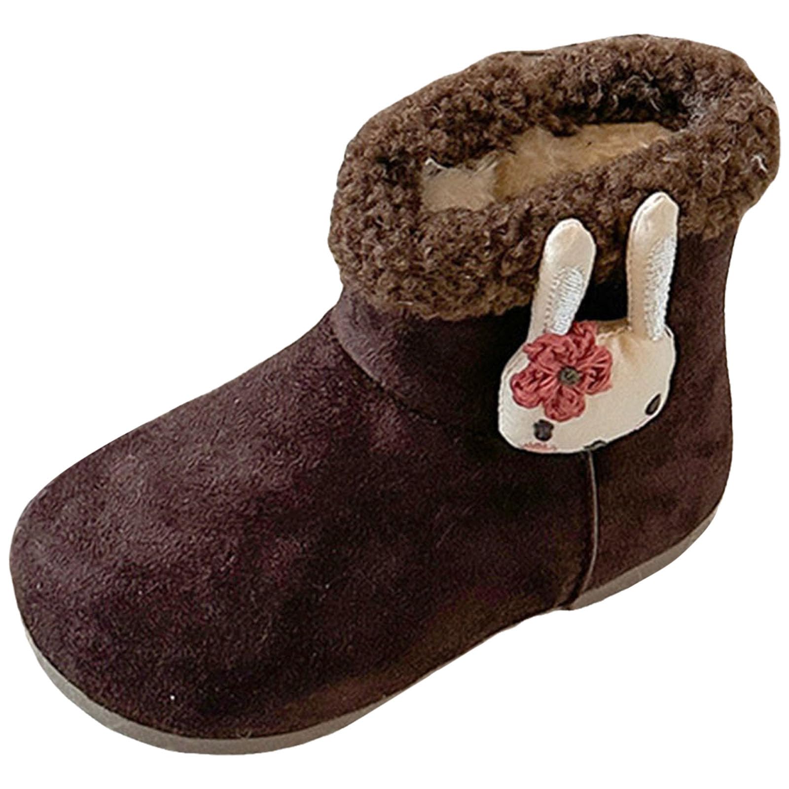 Générique Stivali invernali Classici Stivali per Bambini Casual Cartoni animati Caldi in Cotone Foderato Pile per Ragazze Scintillante e Pratica Bambini, marrone, 33 EU
