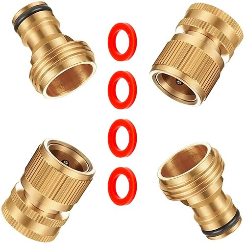 AINEED Manguera de jardín de conexión rápida, manguera de rosca de latón macizo de 34 pulgadas, conectores rápidos, manguera de agua sin fugas,