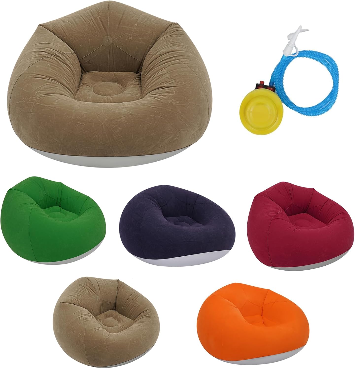 6 Pcs Bean Bag Chairs | Inflatable Chairs with Electric Air Pump | Outdoor Blow up Camping Chairs | Lazy Sofa Portable Loungers Couch | for Movie Bedroom Reading Camping (Deep Blue)