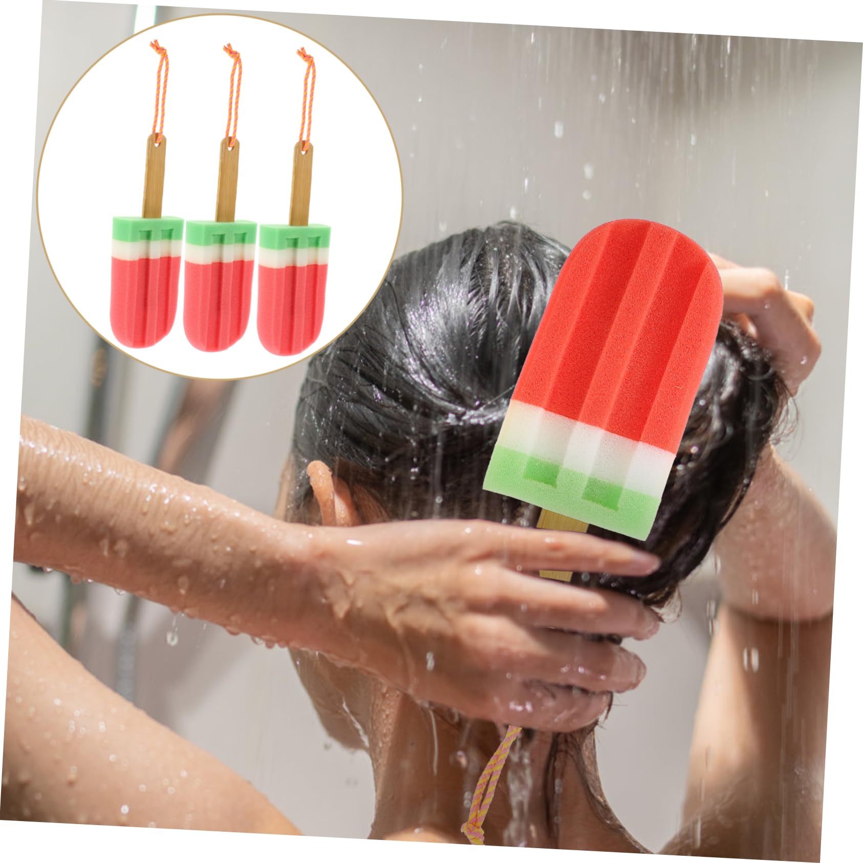 SOLUSTRE 3 Esponjas De Ducha Toalla De Baño Accesorios De Ducha Depurador De Ducha Corporal De Silicona Bola De Baño En Forma De Helado Esponjas Para Limpieza Baño Exfoliante Lavabo