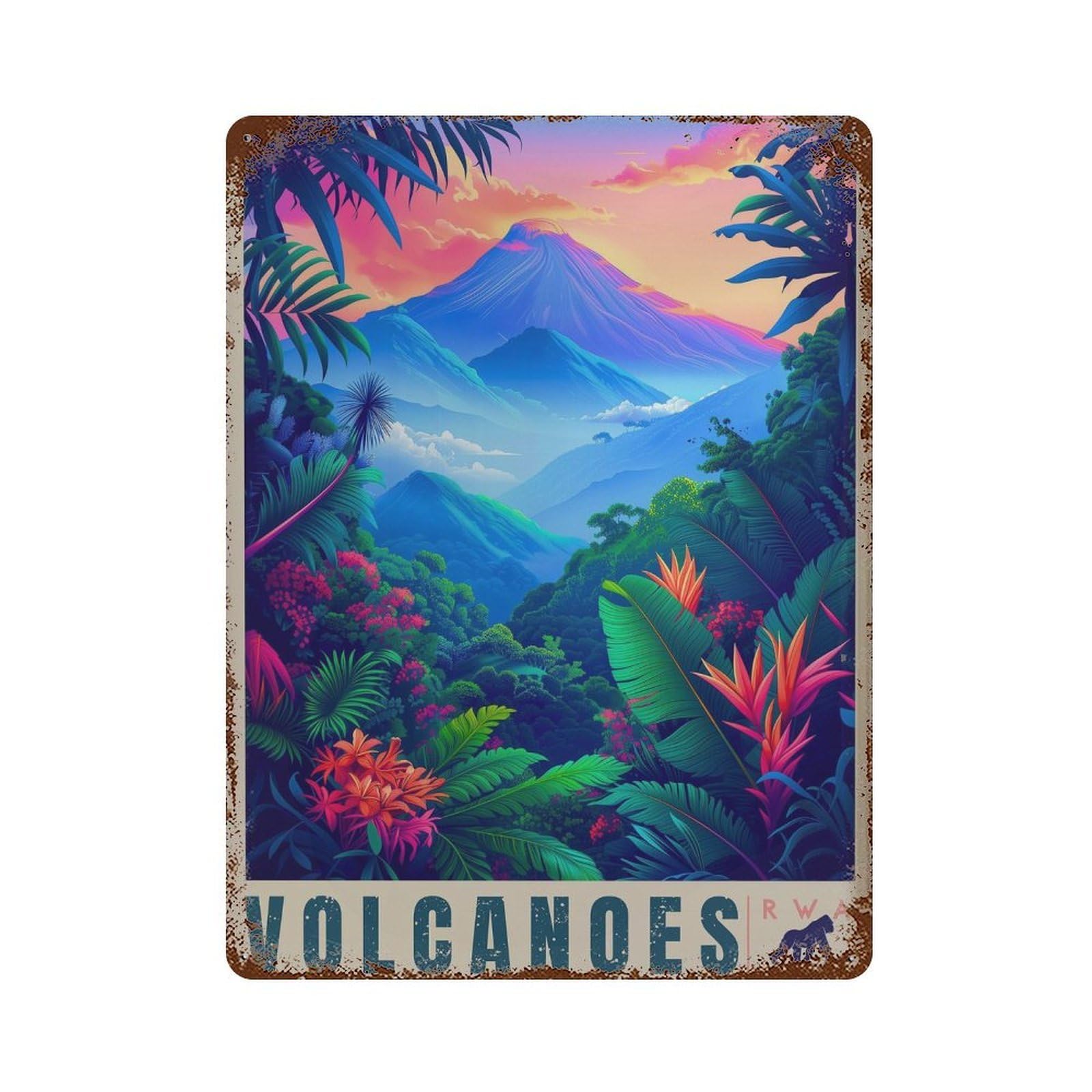 xiaoxiaoshen Volcanoes National Park Rwanda Travel Africa (2) Wall Decor Art Metal Tin Poster Modern Home Decor Art Home Bar Shop Decorations Vintage Sign 40x30cm
