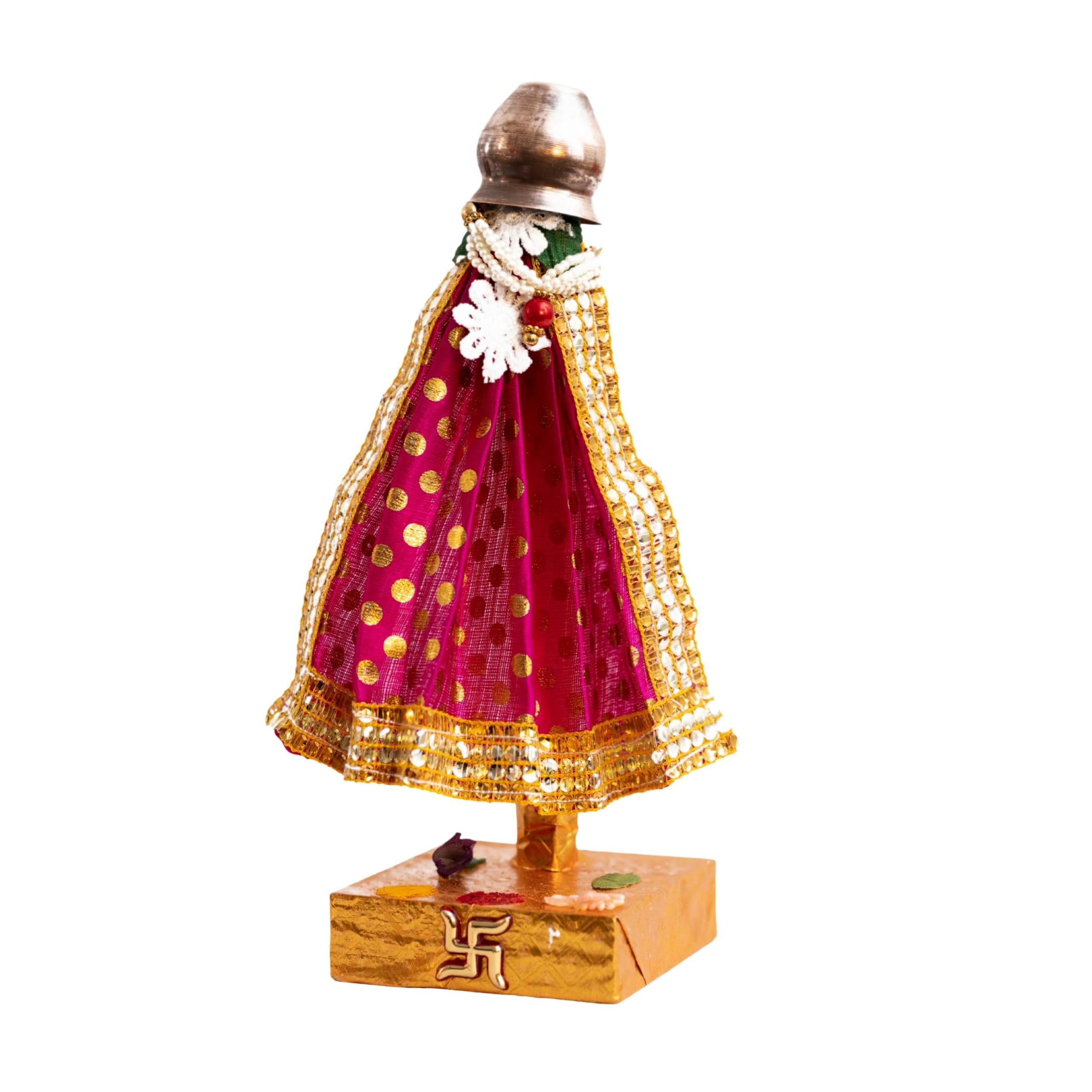 Readymade Gudhi (Pink, Polka Dots, 8 inch) – Gudi Padwa Showpiece | Maharashtrian Festival GudiPadwa Stand | GudhiPadwa Gift, Home & Office Décor, Traditional GudiPadva Decoration