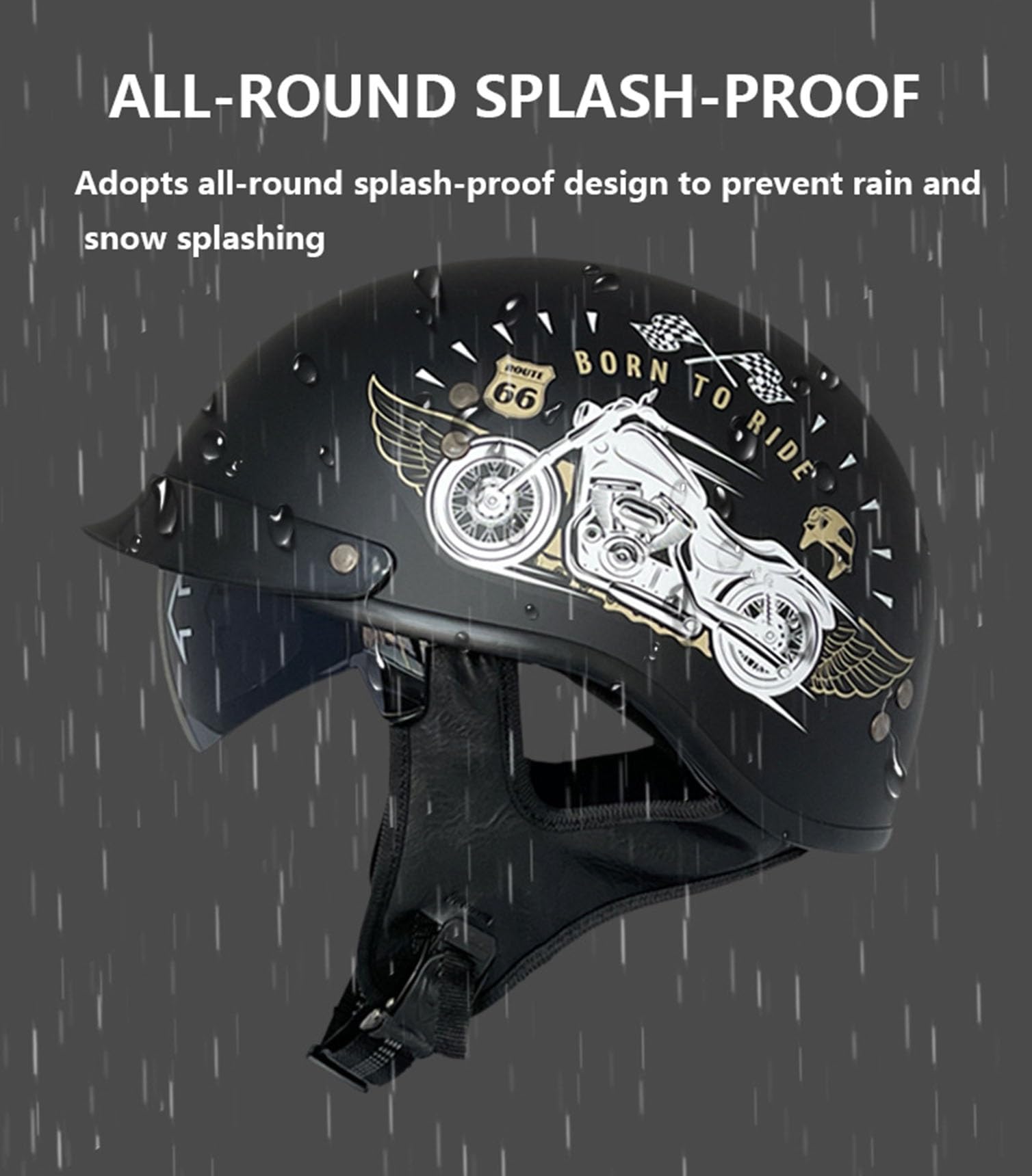 Halbhelm Halbschalenhelm mit ECEDOT Zertifizierung Jethelm Retro mit Sonnenblende, Chopper Helm Roller Helm Offenem Helm, Street Moped Halbhelme, mit Herausnehmbarem und Waschbarem Futter(9,M=57
