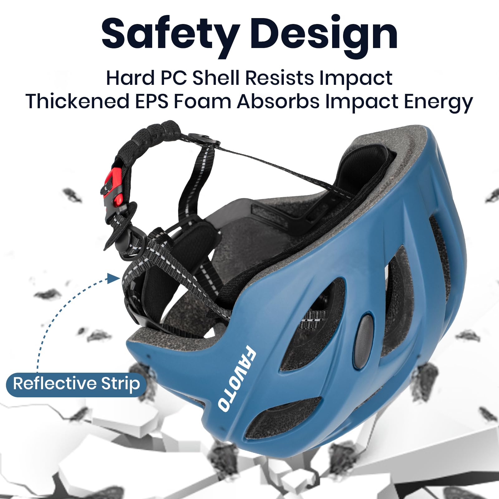 Favoto Casque de vélo pour Enfants - Respirant - Bleu - Réglable - pour garçons et Filles