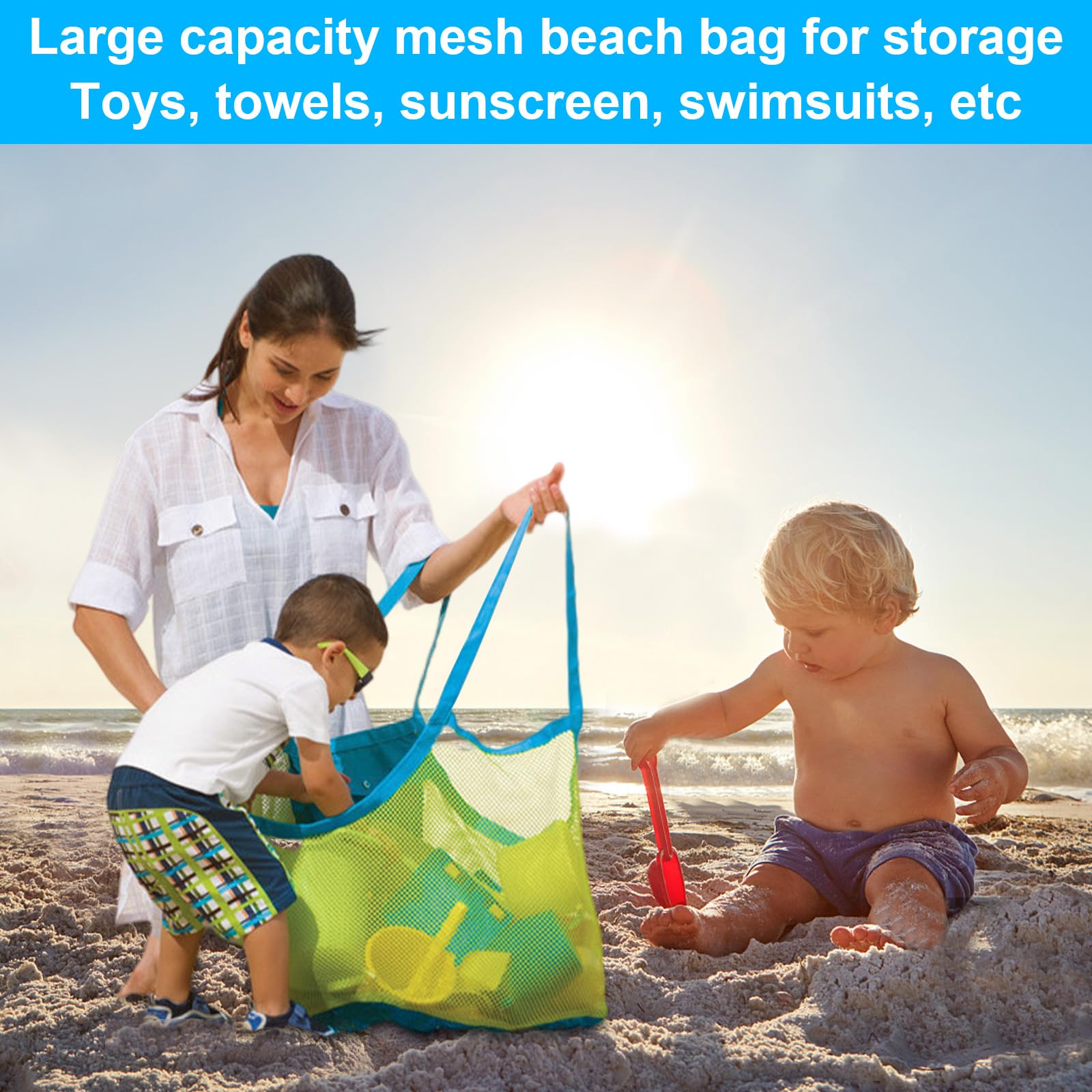 Sac De Plage En Maille Pour Jouets De Plage, Sac Seau De