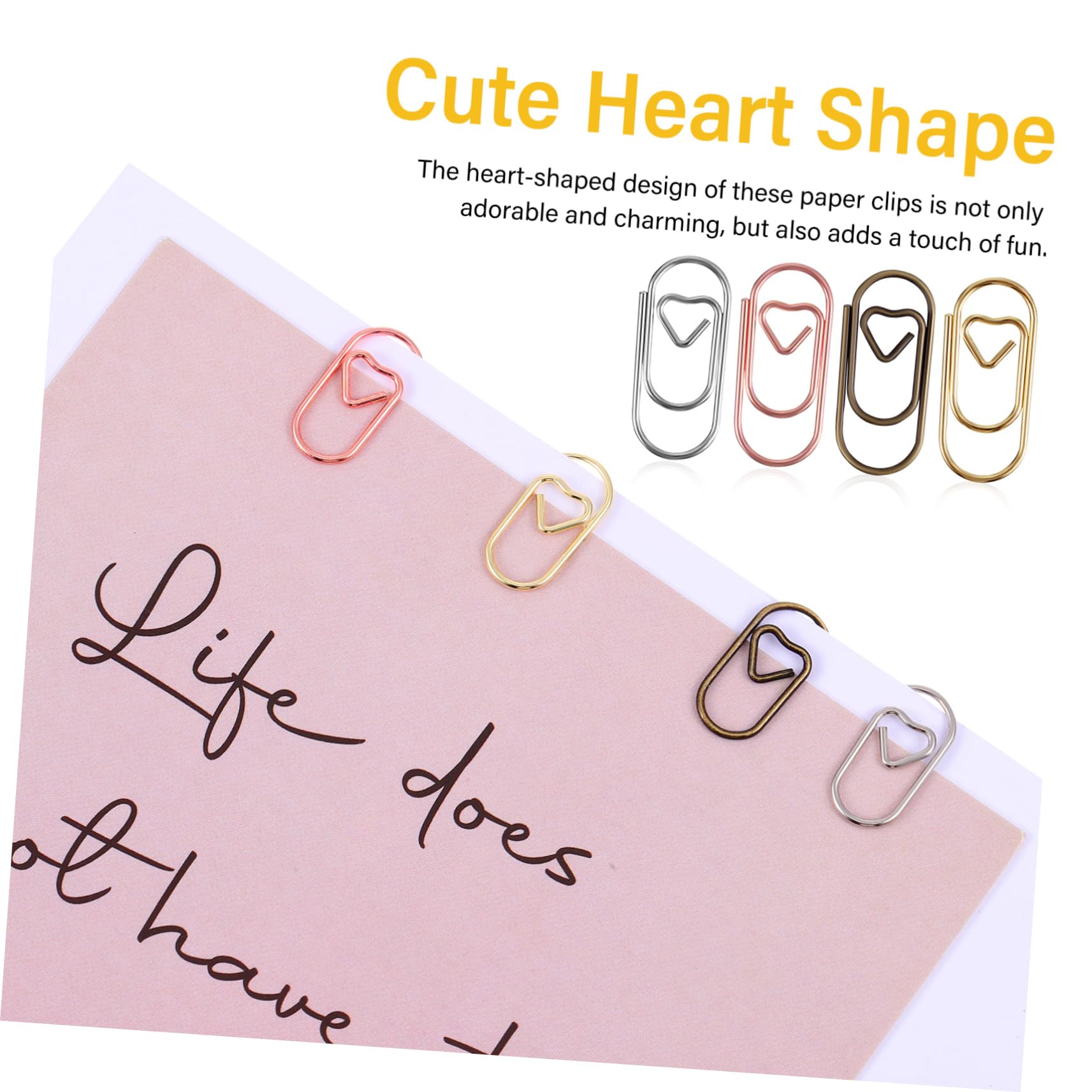 OSALADI 5 Set Mini Love Paper Clip Dovere Novità A Forma Di Spillo Chiave Forniture Per Ufficio Di Moda Scrivania Minuscolo Graffetta Per Fogli Colorato Creazione Metallo 200 Pezzi * 5
