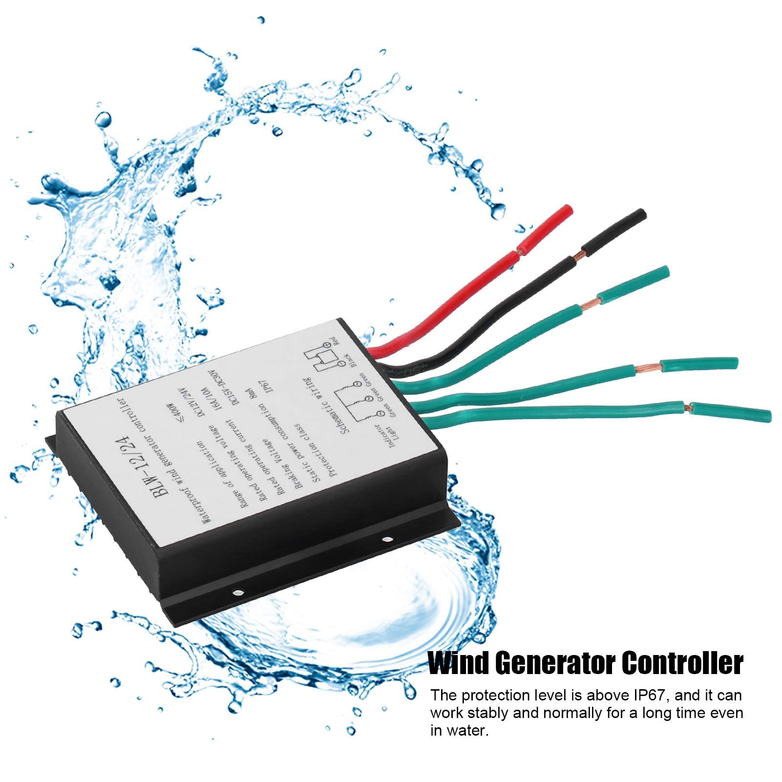 Aerogenerador Controlador DC12-24V 400W Regulador Carga Batería Impermeable IP67 con Protección