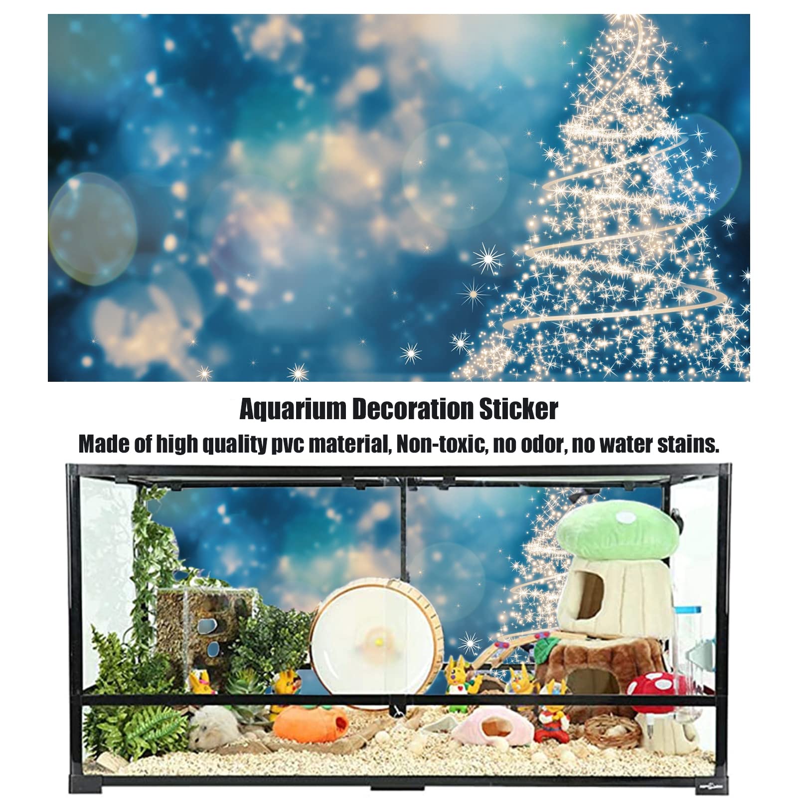 BAHULA Adesivo di sfondo per acquario di Natale, sfondo per acquario, sfondo per acquari, in PVC, adesivo per albero di Natale, sfondo per poster e decorazioni in carta, 122 x 76 cm