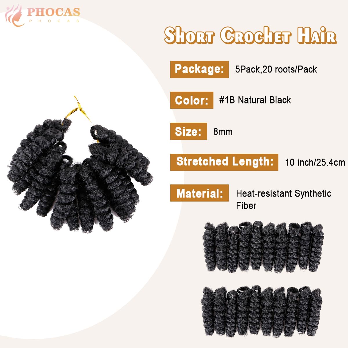 Amazon.com : PHOCAS 5Packs 10'' Short Crochet Braids Jumpy Wand