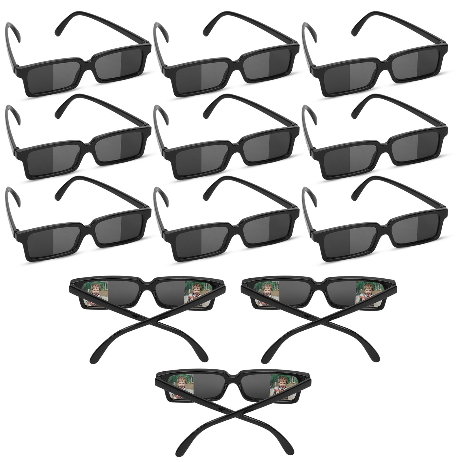 XIHIRCD 12 Pairs Detective Glasses, Rearview Mirror Sunglasses Anti Track See Behind You Glasses Real Detective Glasses with Inside Lens Mirrors Gadgets Gift for Fun Party Favors