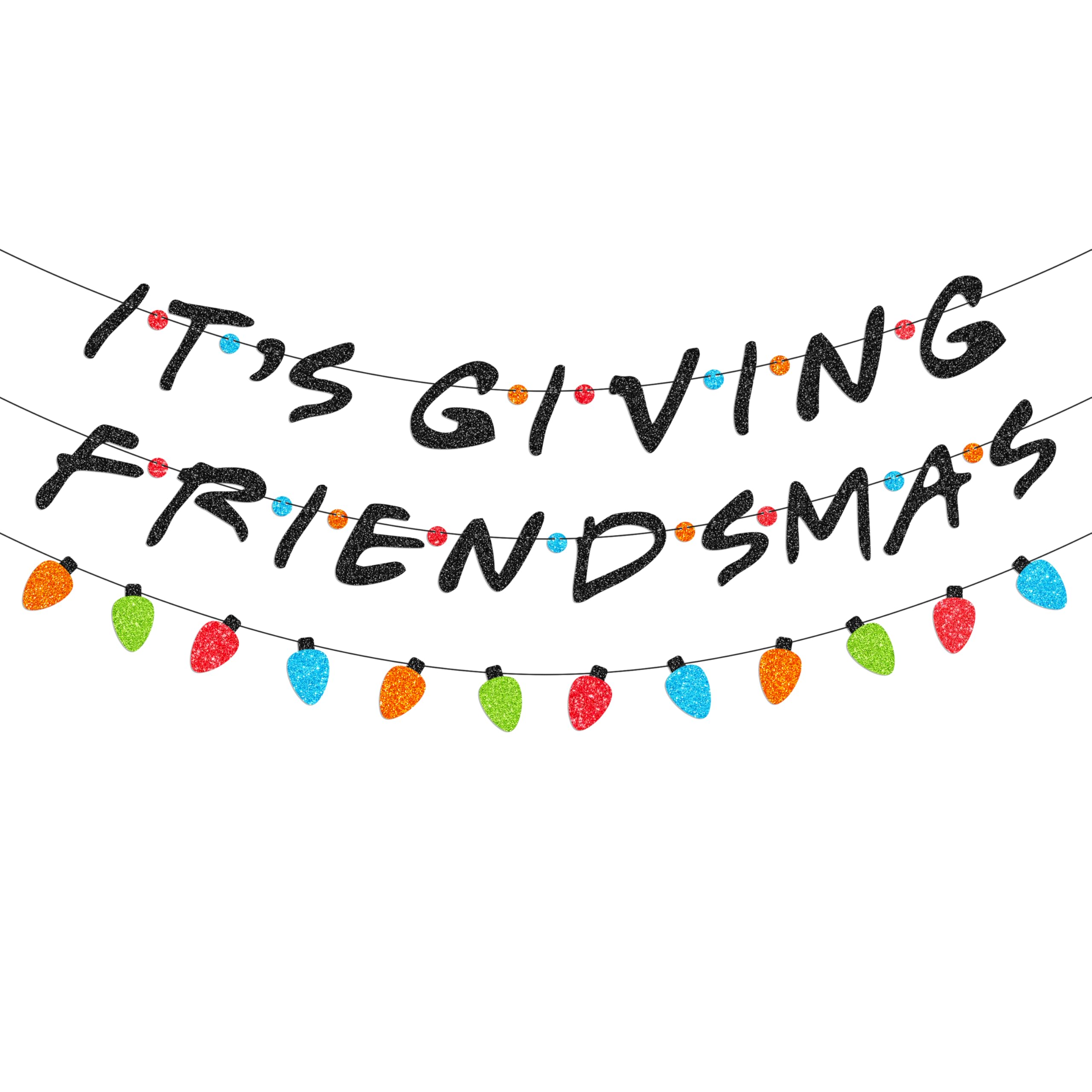 It's Giving Friendsmas Banner para decoración de fiesta de Navidad