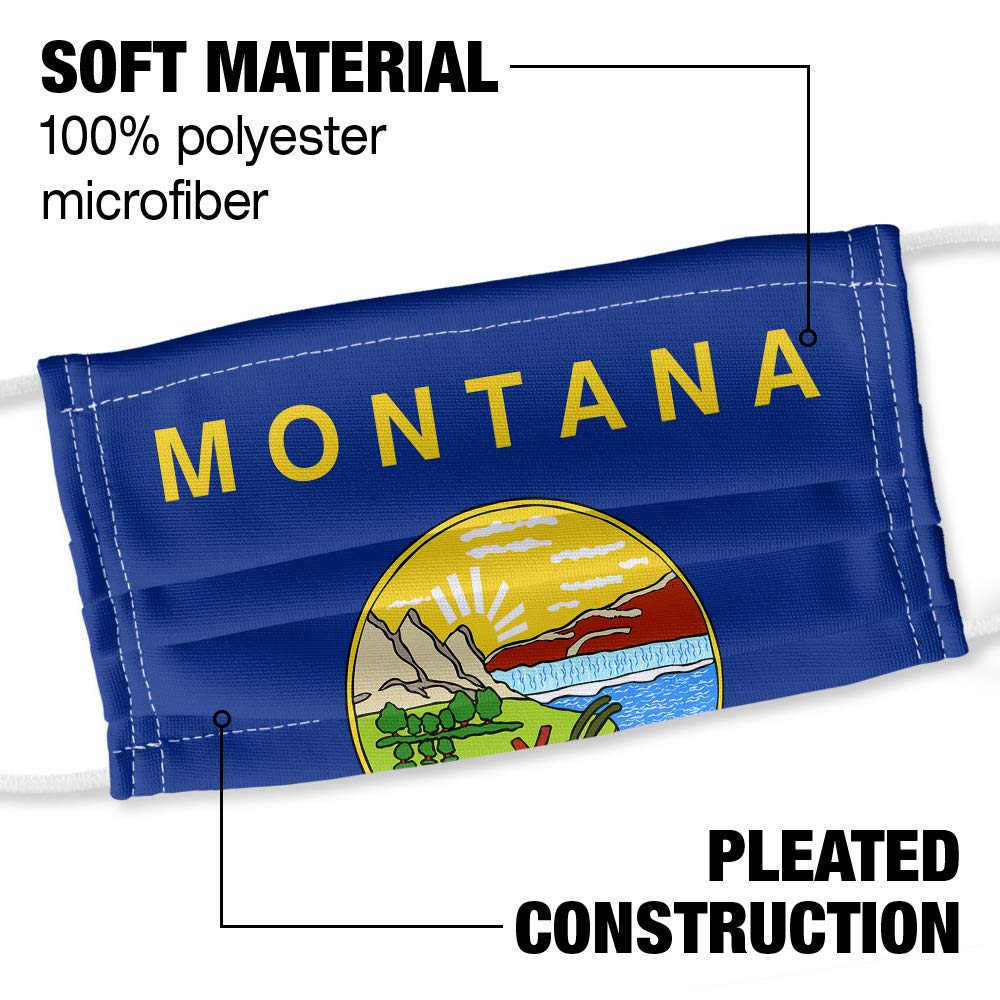 Montana Flag 1-Ply Reusable Face Mask Covering with Adjustable Nose Wire, Unisex