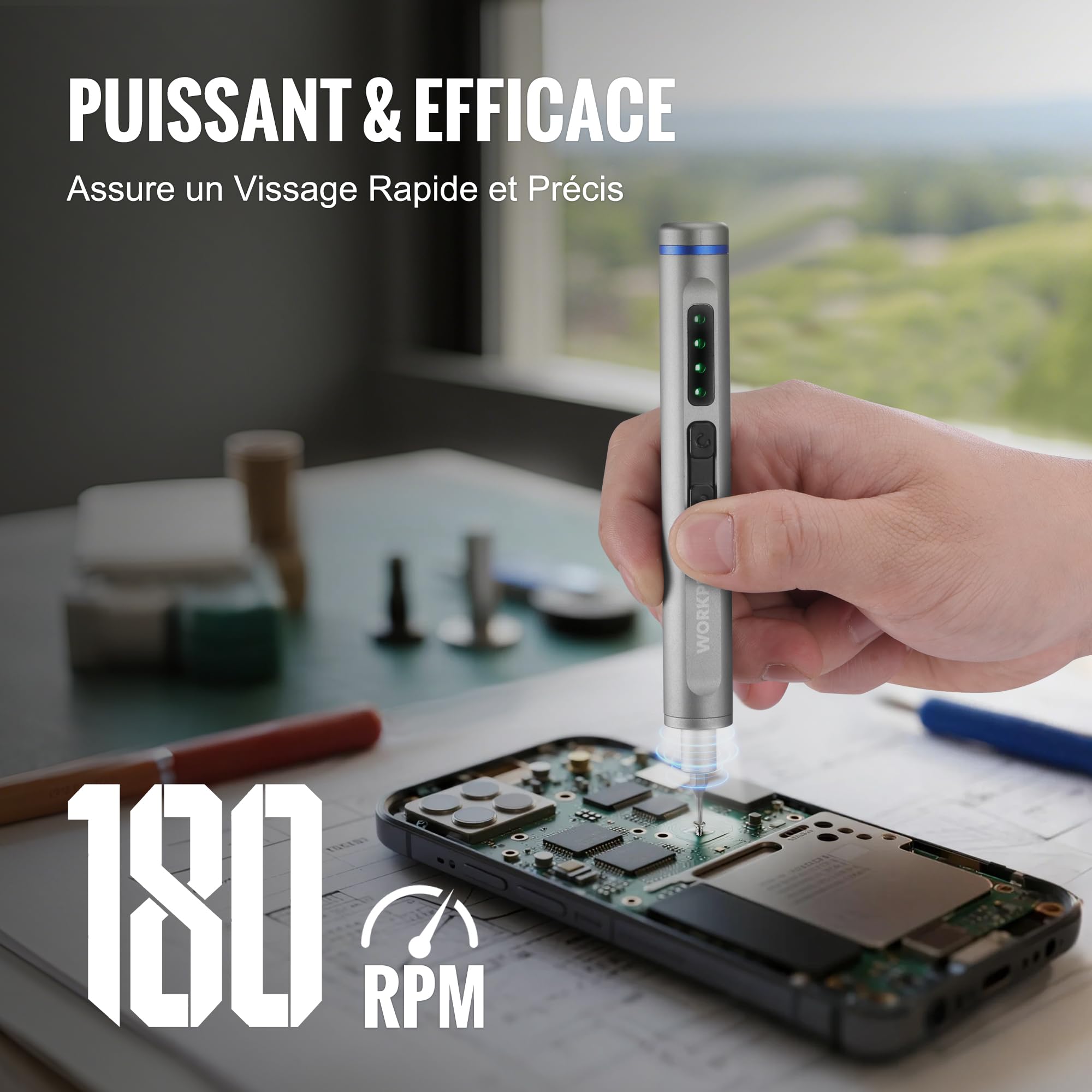 WORKPRO Tournevis Électrique de Précision 42 en 1 avec 36 Embouts | Embouts S2, Boîte Magnétique, Recharge USB Type-C, Idéal pour Téléphone, Montre et Appareil Photo