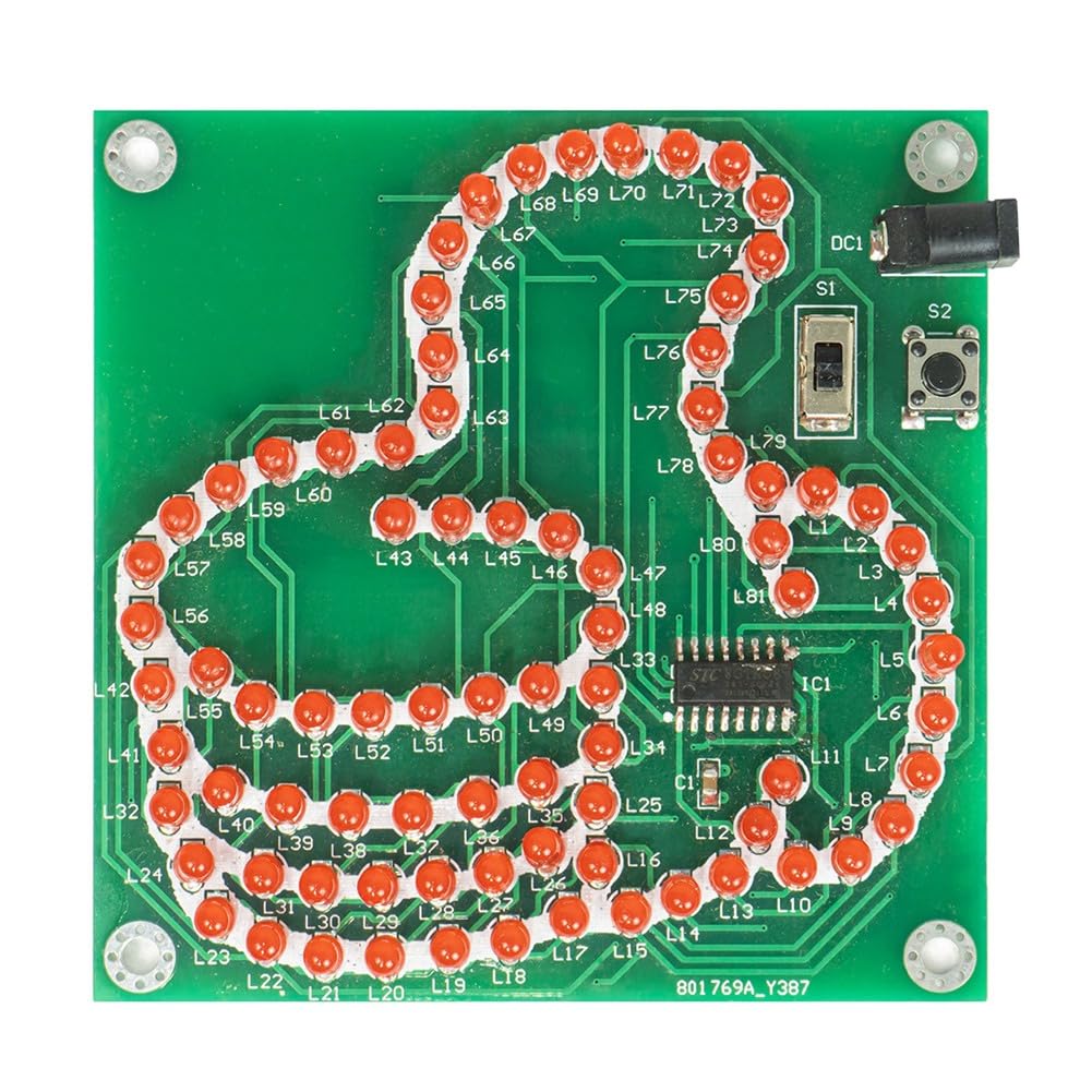 Xnuiasqe DIY Thumb Light LED Electronic Kit with 81 LEDs MCU STC8G1K08 Controllable PCB Soldering Practice Kit Power Cord