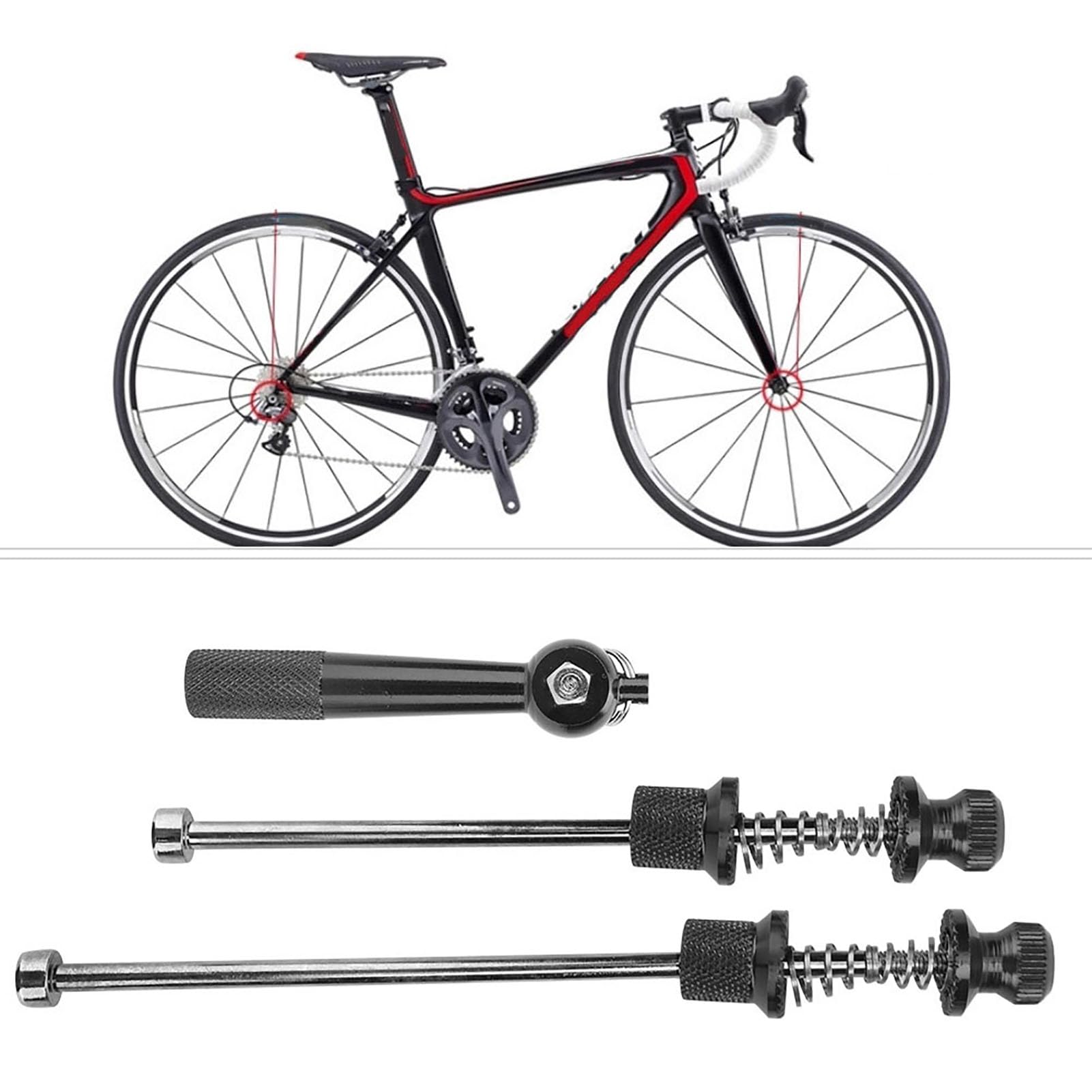 plplaaoo Bike Skewer Wheel Anti Theft Quick Release Skewers 200mm Aluminum Alloy Red (Black)