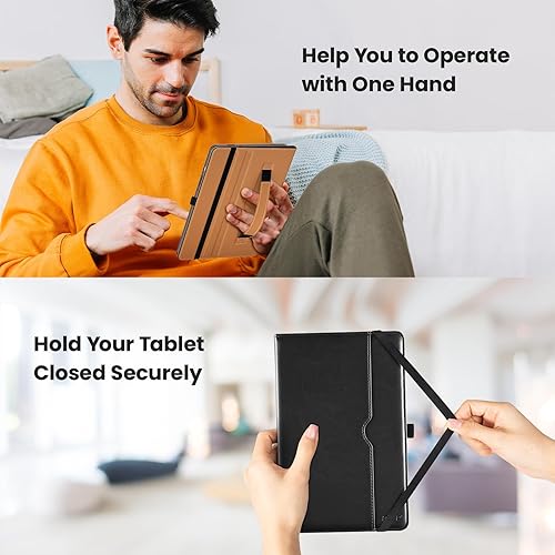 Miniatura 4 de DTTO Funda para Samsung Galaxy Tab A9 de 8.7 pulgadas 2023, funda de cuero premium con correa de mano y bolsillo para tableta Galaxy Tab A9