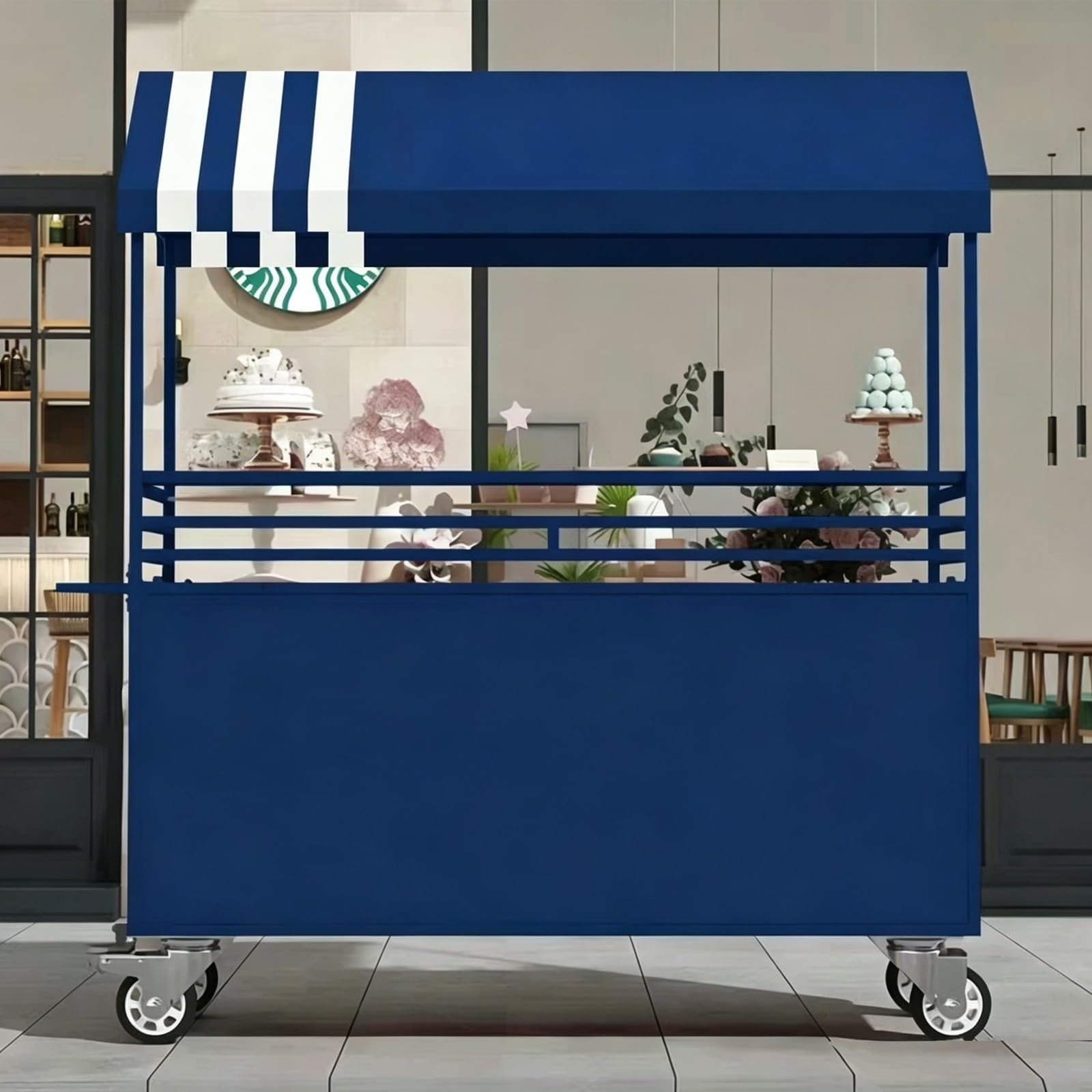 Mobile Vendor Cart with Canopy