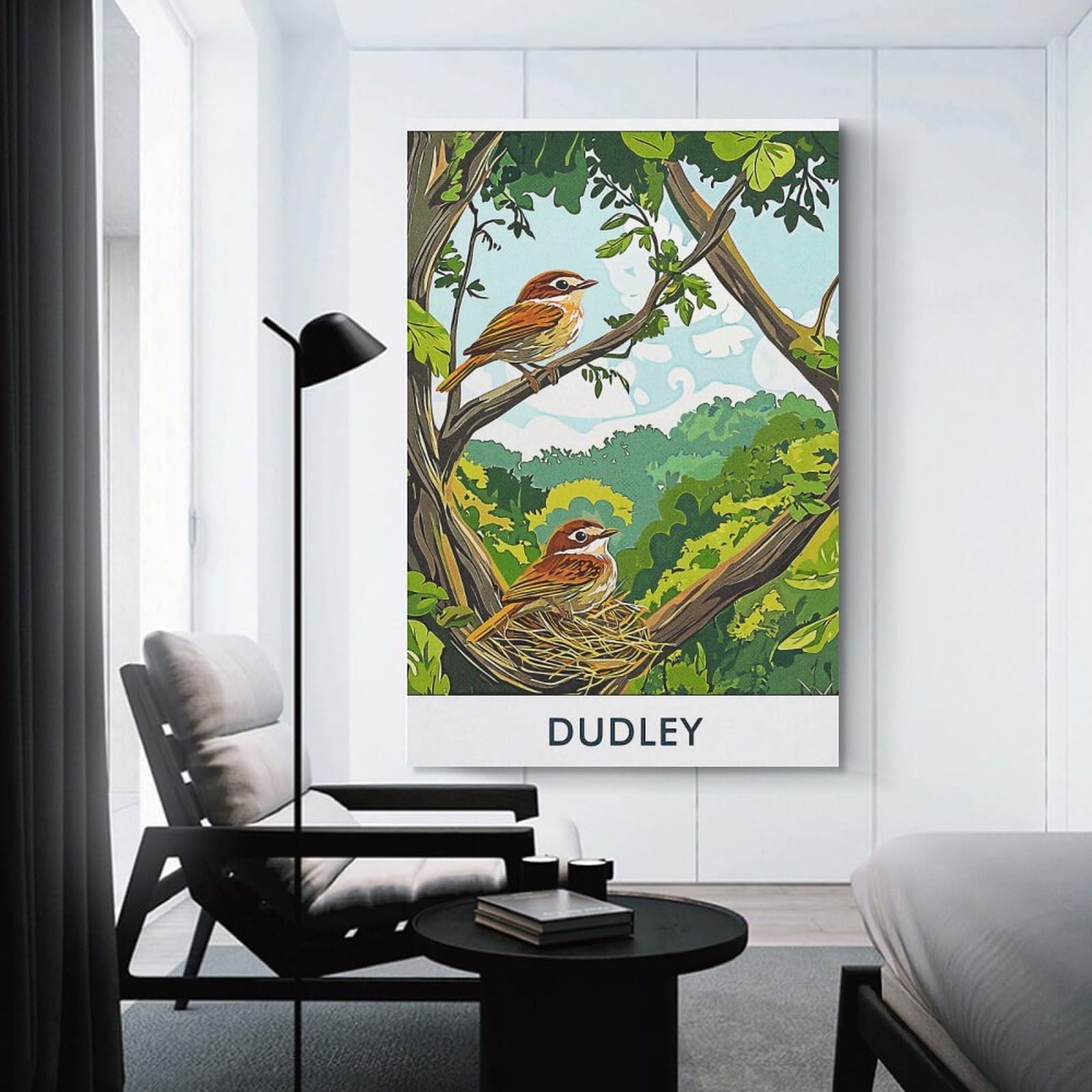 Junmoney Birds in A Tree Canvas Wall Picture, 20x30inch(50x75cm), for Wall Displays, Bedrooms Or Room Updates, Wall Decor Suited to Curated Displays