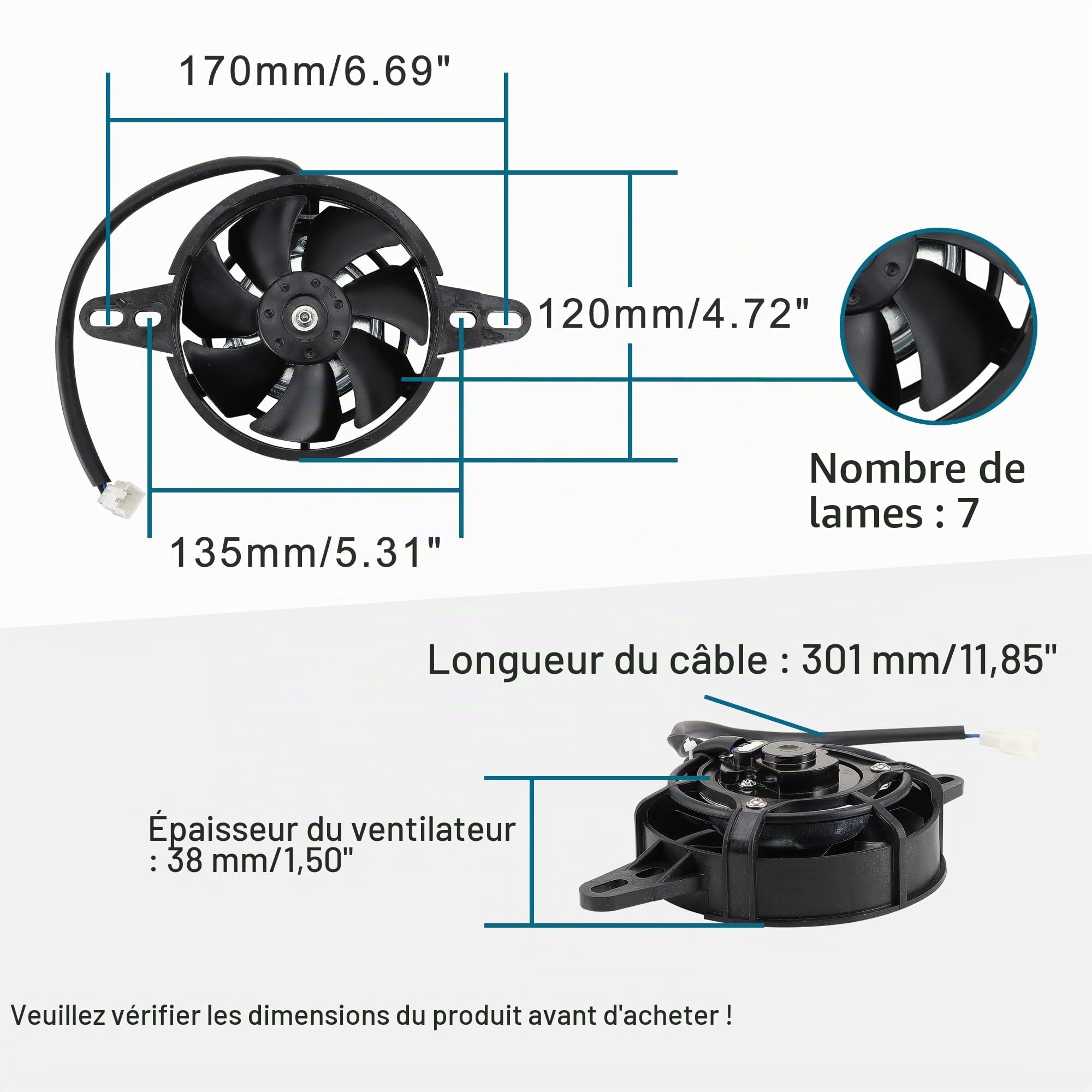 GOOFIT Radiateur Ventilateur de Refroidissement Moto Modification Accessoires Remplacement pour 150-250cc ATV UTV Buggy