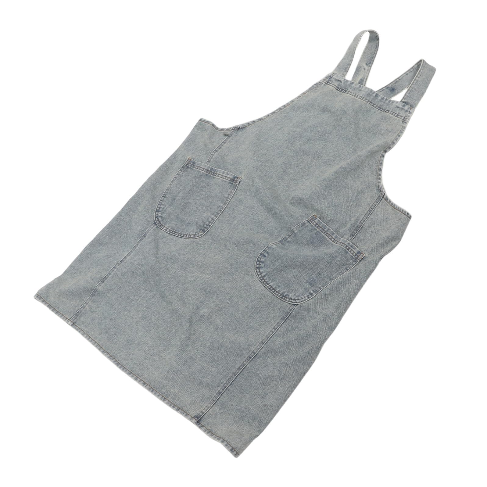 TOYANDONA Grembiule in Denim Cotone con Portaoggetti senza Lacci Resistente e Traspirante Adatto per Cucina Giardinaggio Artigianato e Uso Quotidiano