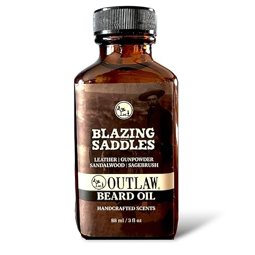 Aceite natural para barba Cuero occidental pólvora aroma a sándalo Aceite para barba y cabello Aceite para barba audaz para hombres 3 onzas