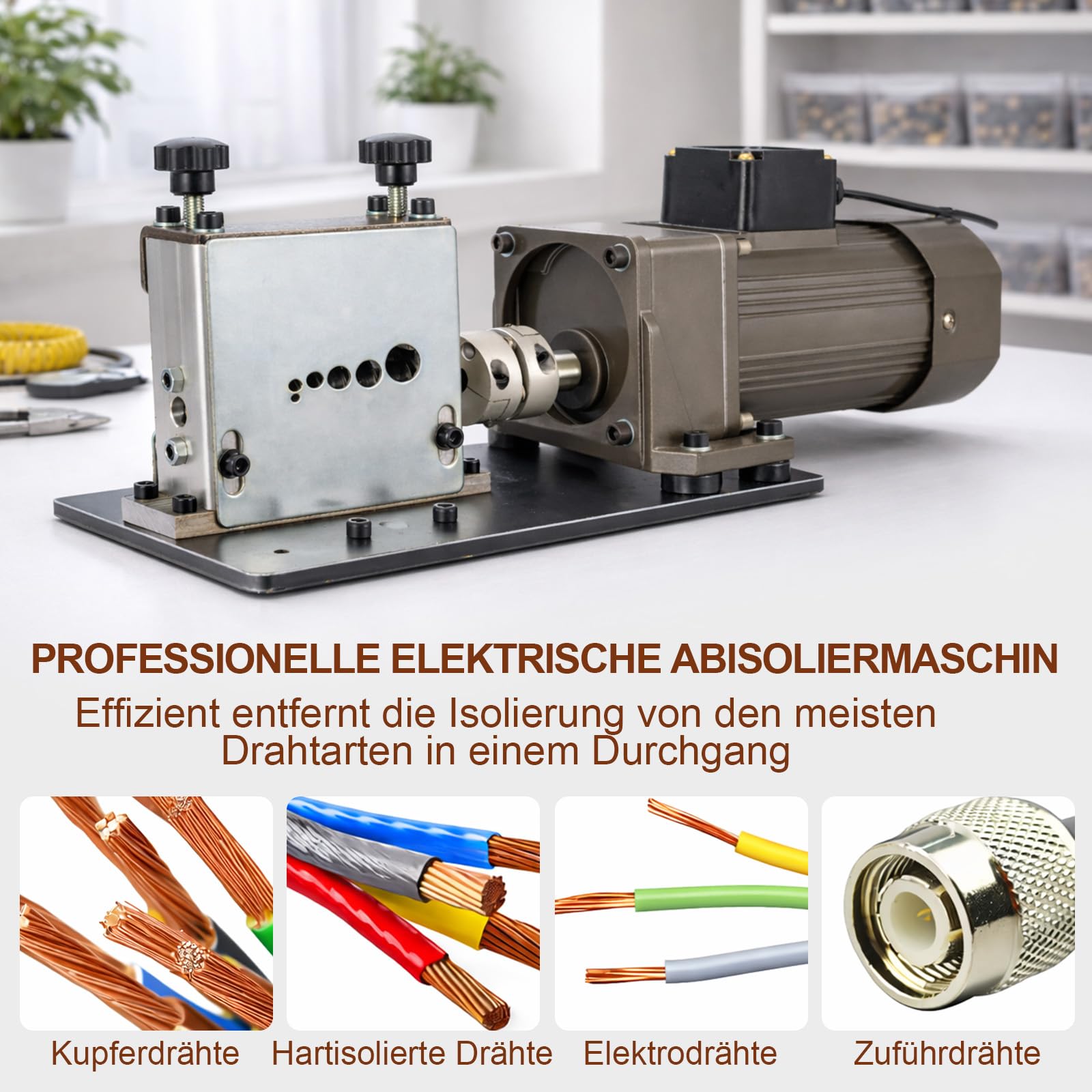 Youyijia Kabelabisoliermaschine Elektrisch, φ3-17mm Kabelschälmaschine 60W Abisoliermaschine 7 Abisolierkanäle, Tragbare Kabelabziehmaschine Ideal zum Abisolieren von Kupferdraht