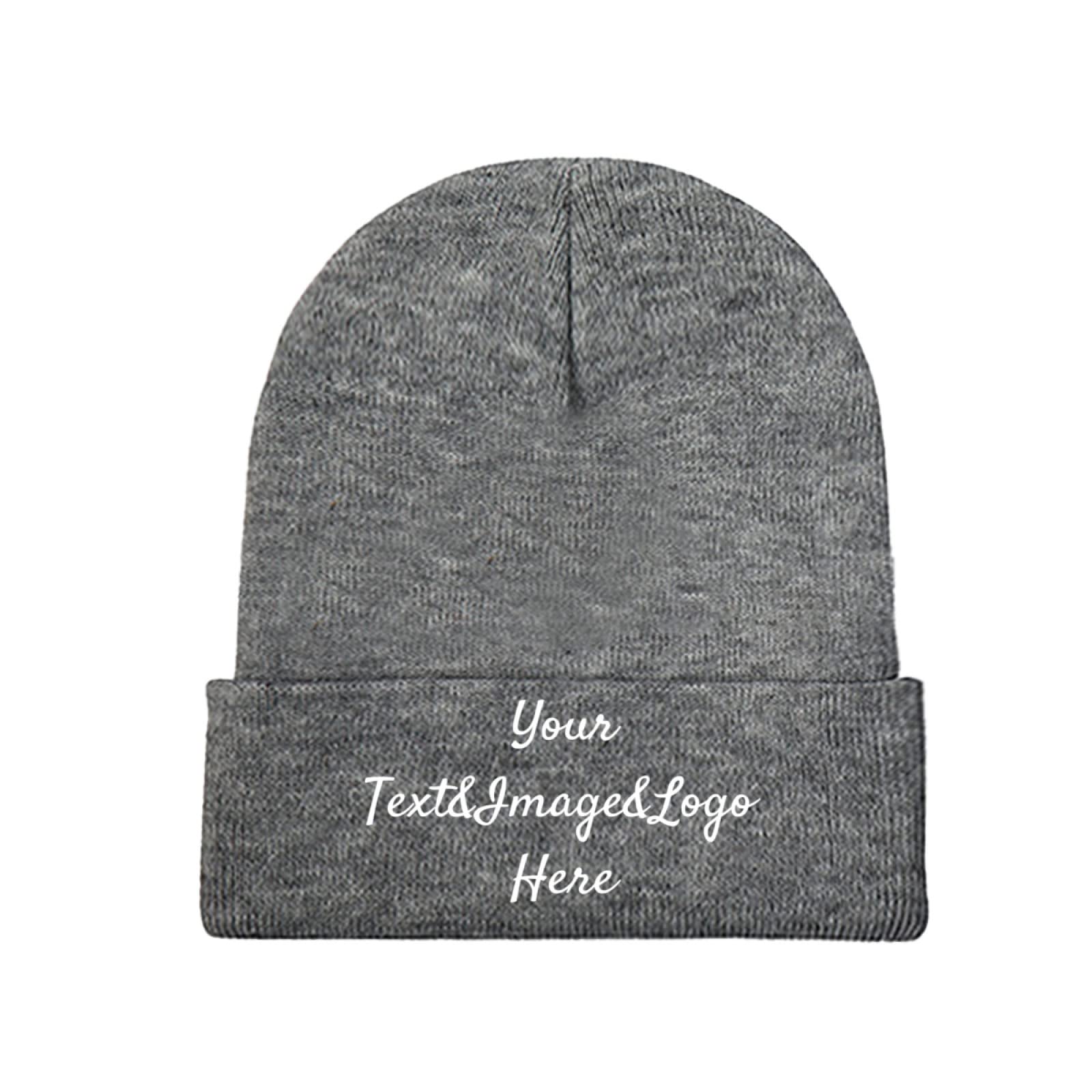 Customized Hat Slouch Darkgray Beanie Your Text&Image&Logo Here Warm Beanie Cap